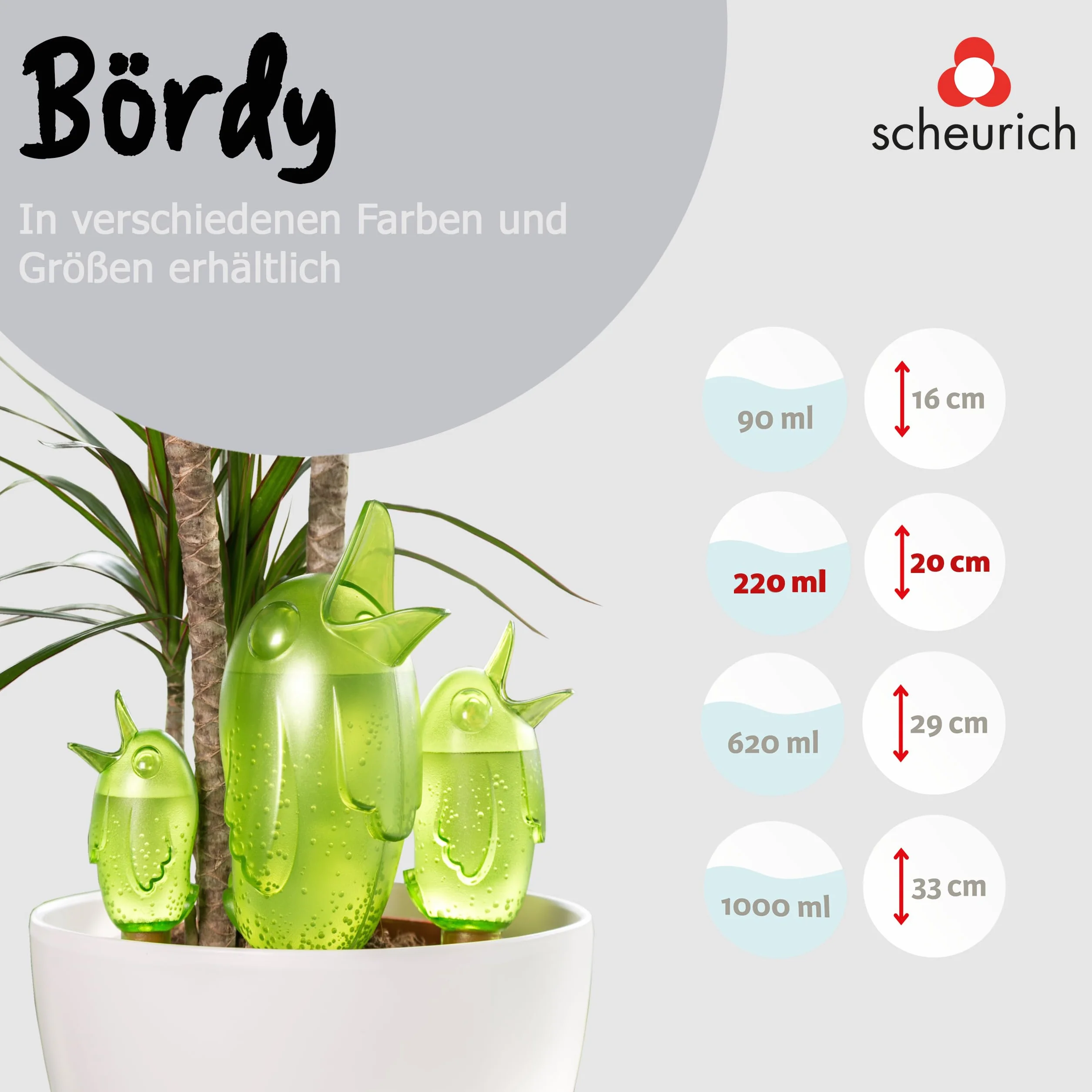 Scheurich Bördy XL Nawilżacz Glebowy 220 ml 22 cm Zielony