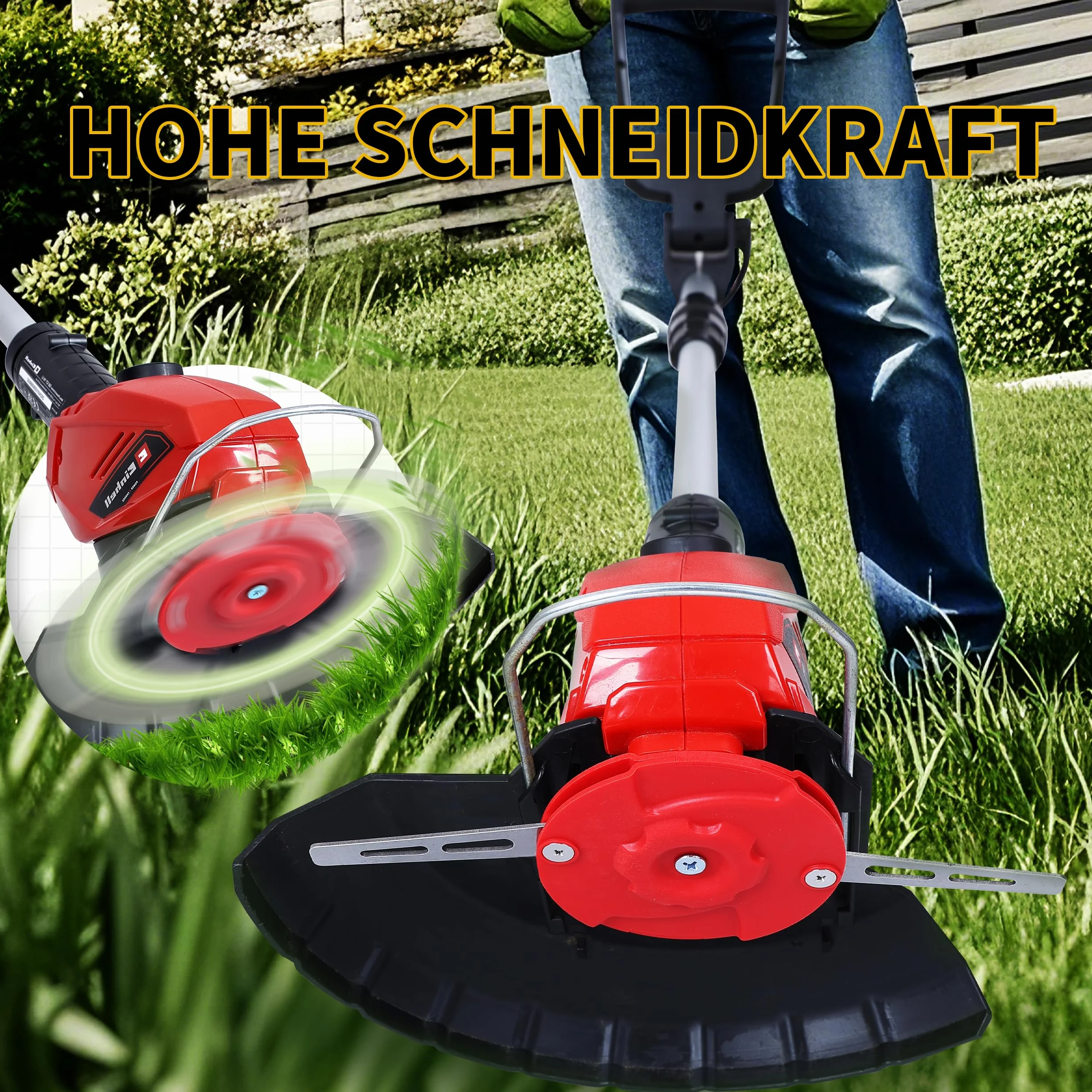 Metalowy nóż do podkaszarki – nóż zapasowy ze stali nierdzewnej – pasuje do Einhell GE-CT 18 LI, Gardol GAT-E 20 LI, Mr. Gardener AT 1824 KS Li PXC, GartenMeister GM LI-2025/40 (czerwony)