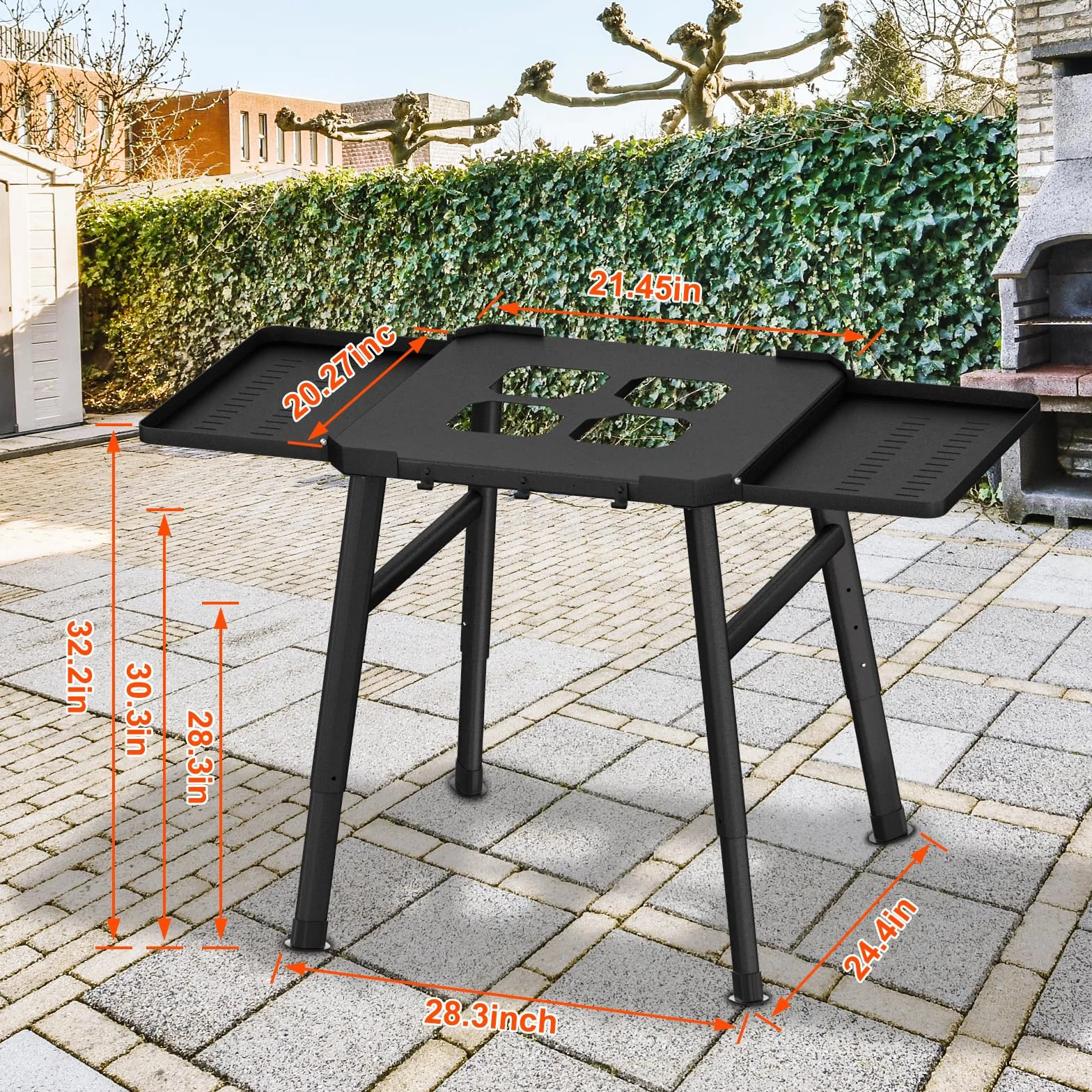 Stojak na grilla do pieca zewnętrznego Ninja Woodfire i stojak do grilla, ruchomy stojak do Ninja Woodfire ze stolikiem pomocniczym, stojak do pieca do pizzy, akcesoria do grilla