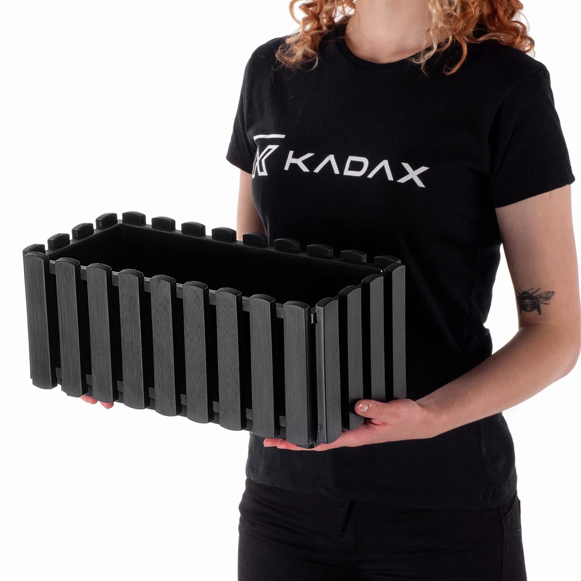 KADAX Skrzynka balkonowa 40 cm antracyt imitacja desek z korkiem odpływowym