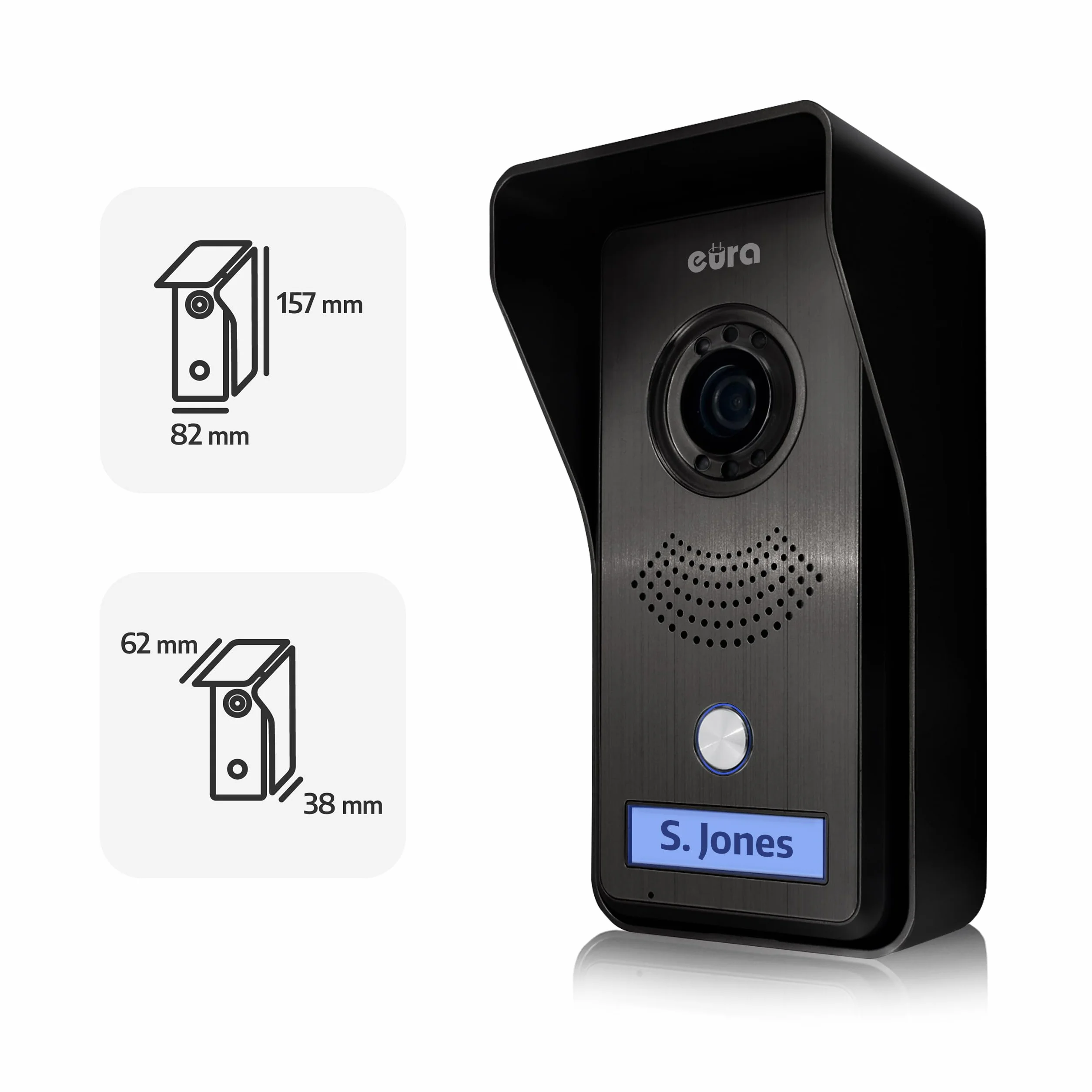 EURA VDP-76A3 Alpha wideodomofon 4-przewodowy, 7-calowy kolorowy monitor, RFID, 2 wejścia, czarny