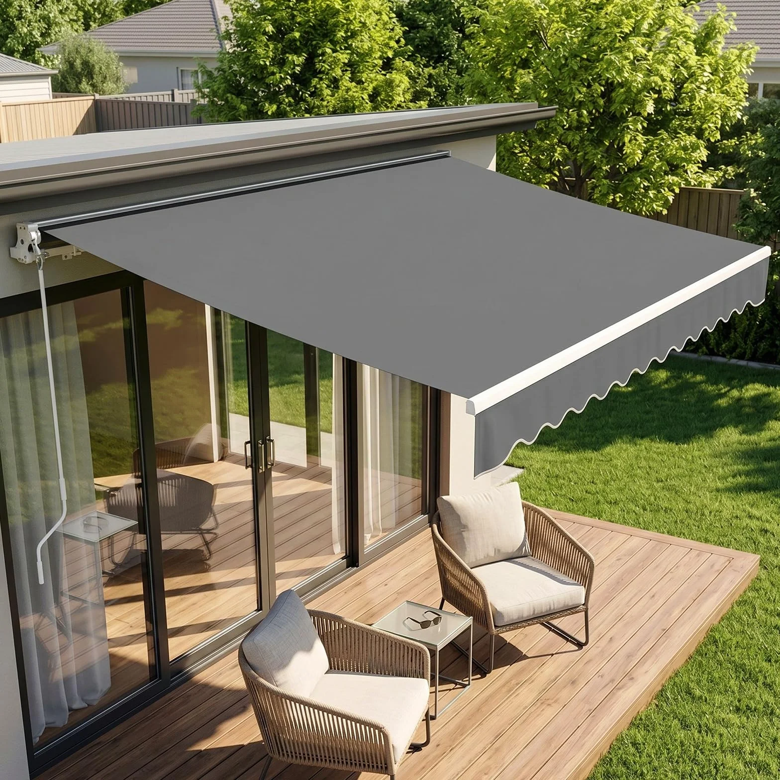 Markiza przegubowa 250x200 cm uchwyt ścienny korbka ręczna wodoodporna aluminium poliester taras balkon