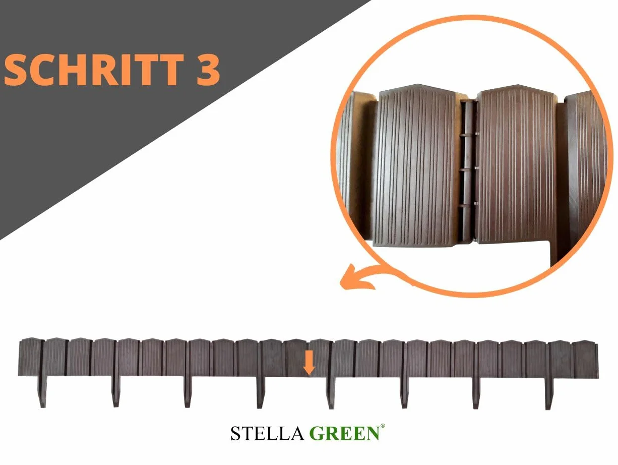 Stella Green Elastyczna Palisada Ogrodowa BOX 6,28 - Krawędź Trawnika - Ogrodzenie z Tworzywa Sztucznego Brąz