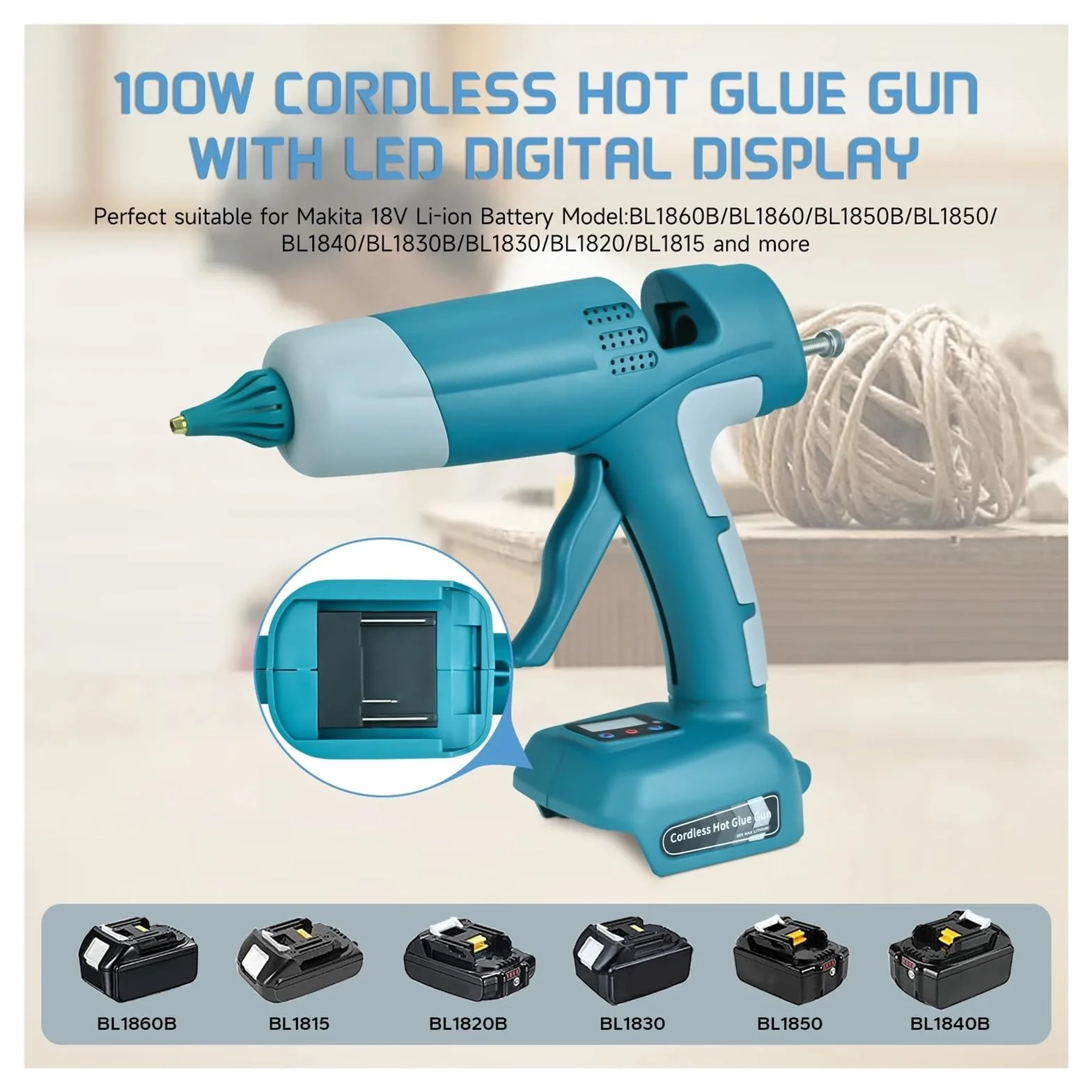 Pistolet Do Kleju Na GorąCo Bezprzewodowy Pistolet Do Klejenia Na Gorąco Do 18-20V Li-ion Naprawa Baterii Zestaw Narzędzi DIY Z 10 Klejami W Sztyfcie Elektronarzędzia Pistolet Do Klejenia