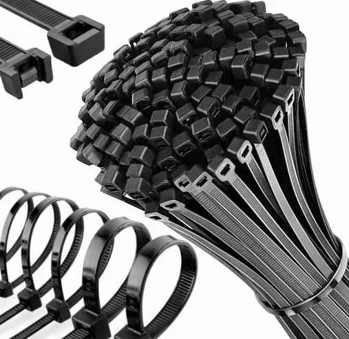 Opaska Kablowa 100 Sztuk 200 mm x 4,8 mm Tworzywo Sztuczne Nylon 66 Uchwyt Kablowy Mocowanie Kabli Bardzo Duża Wytrzymałość na Rozciąganie Odporność na Rozerwanie Czarny