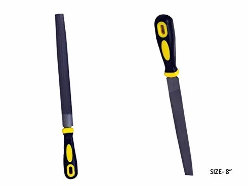 Narzędzia 6-częściowy zestaw pilników z uchwytem (20 cm) | płaskie, okrągłe, półokrągłe, trójkątne, kwadratowe i pilniki do drewna, metalu, majsterkowania i stolarki