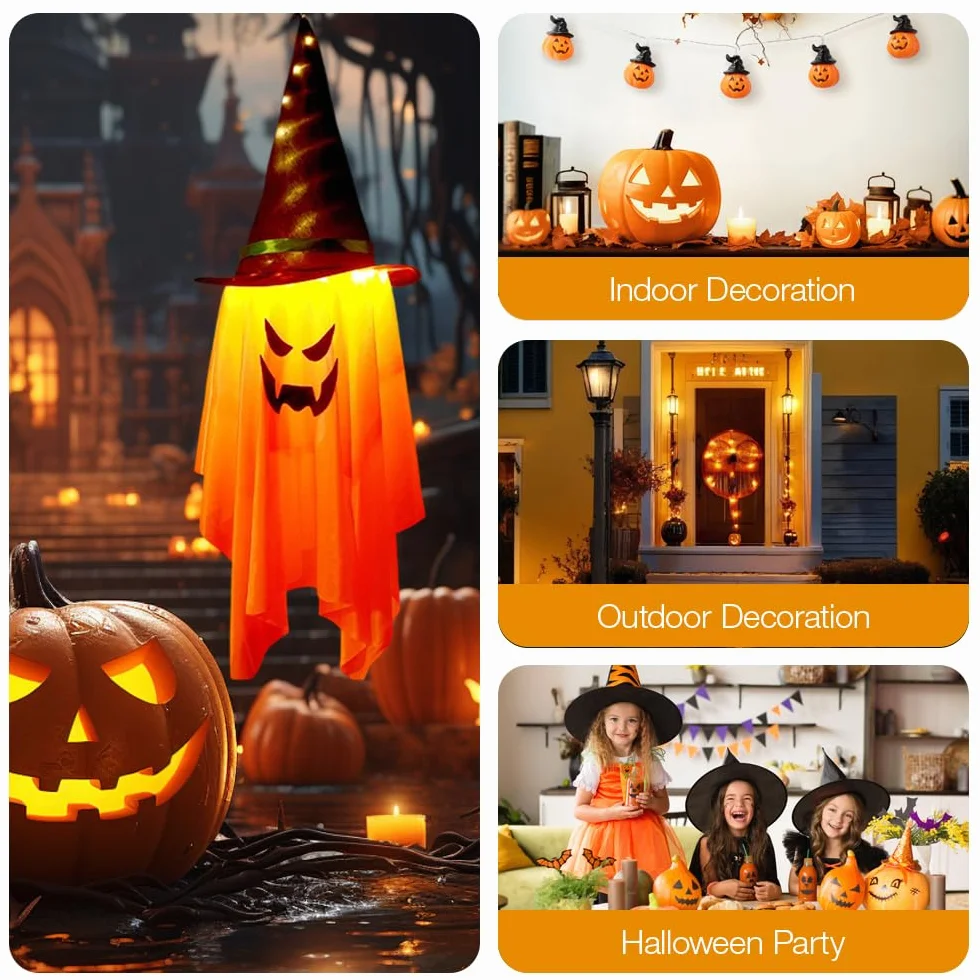 Duch Wiszące Światła LED Halloween 2 szt. Dekoracje Ogród Podwórko Drzewo