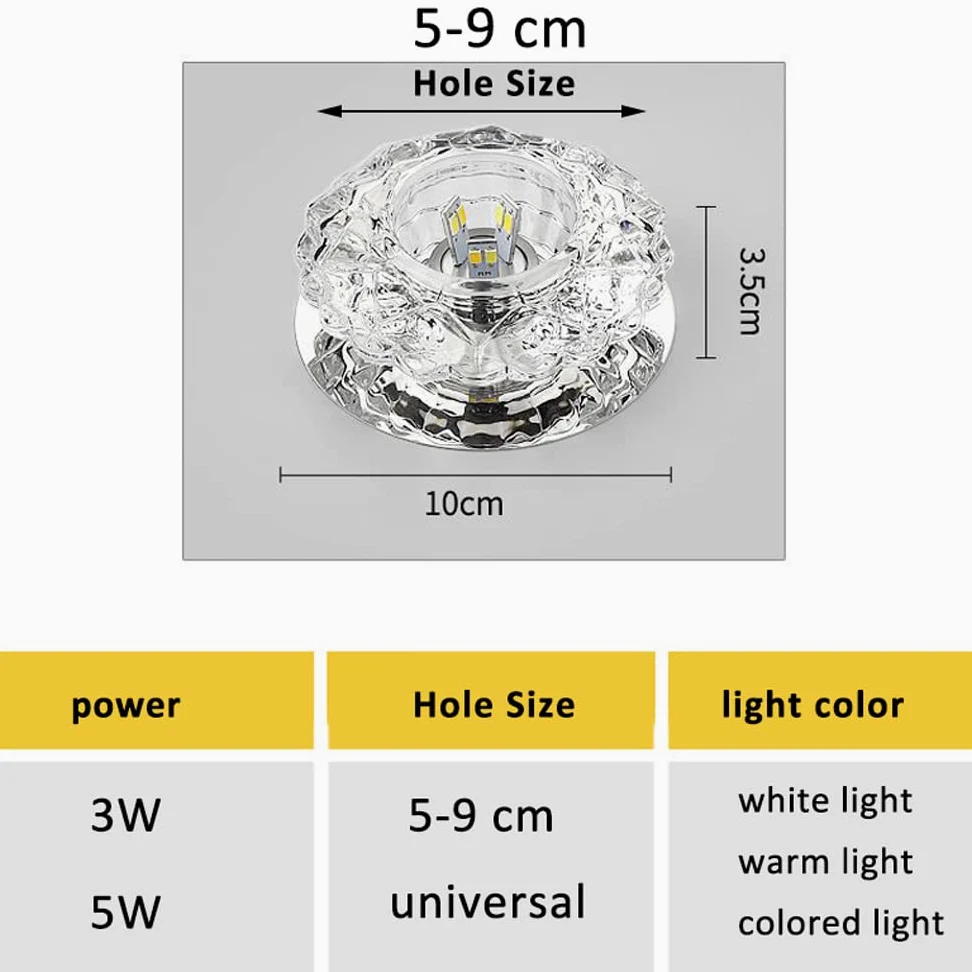 Zestaw 5 lamp LED bez kanalików, reflektory 2-3,5 cala, oświetlenie korytarza 3 W, zestaw do konwersji lampy w kształcie płytki ocznej 5 W, chromowana oprawa antyodblasko,5w-white light