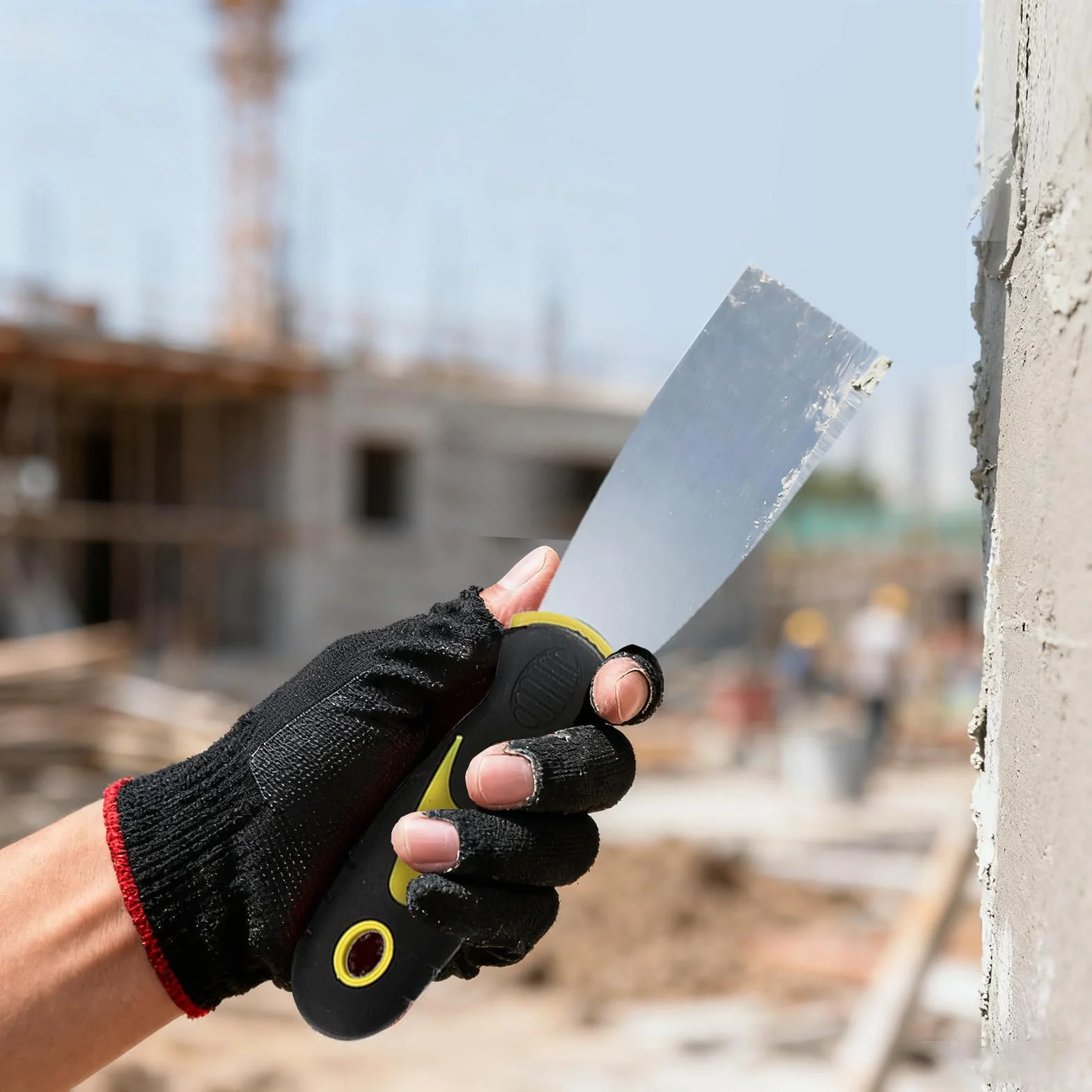 4 sztuki zestaw szpachli, szpachla do ścian, narzędzie do prac gipsowych, szpachla malarska ze stali szlachetnej z plastikowym uchwytem, nóż tytankowy, szpachla, skrobak/noży malarskie z ostrzami (3,8