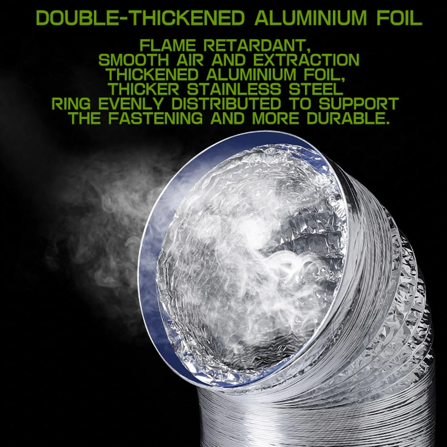Elastyczne przewody aluminiowe, Kanał aluminiowy Ø 80-200 mm W zestawie 2 opaski zaciskowe i 1 taśma aluminiowa(1.5m,110mm)