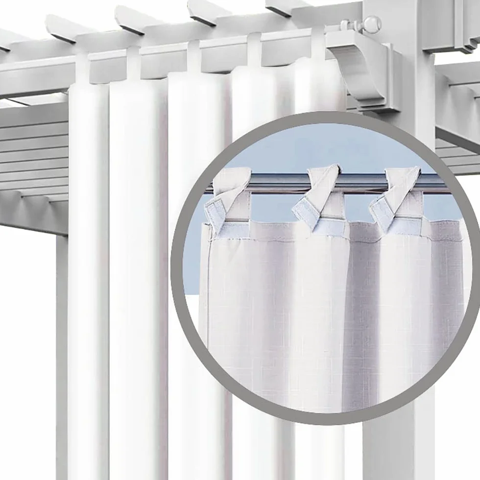 Wodoodporna zasłona zewnętrzna zestaw 2 x 220 x 155 cm wodoodporna pergola frontowa patio ganek do ogrodu dziedzińca balkon (2 sztuki) biały FIRAN [129]