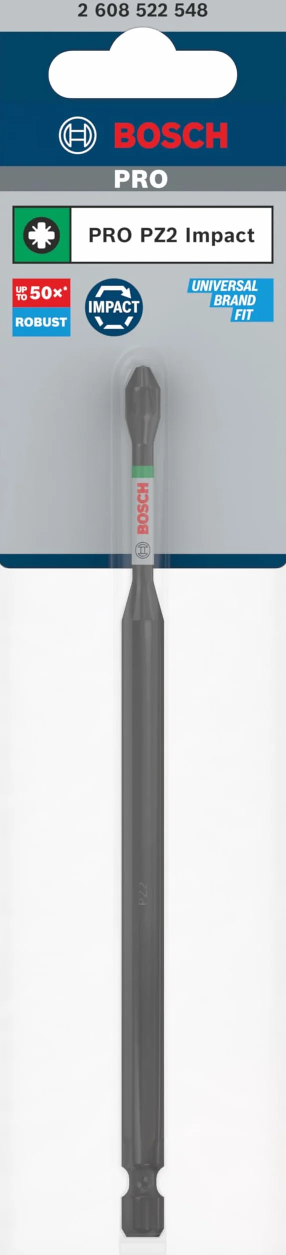 Bosch 1x Bit PRO Pozidriv Impact (220 x 50 mm, Professional Akcesoria Śrubokręt, Śrubokręt)