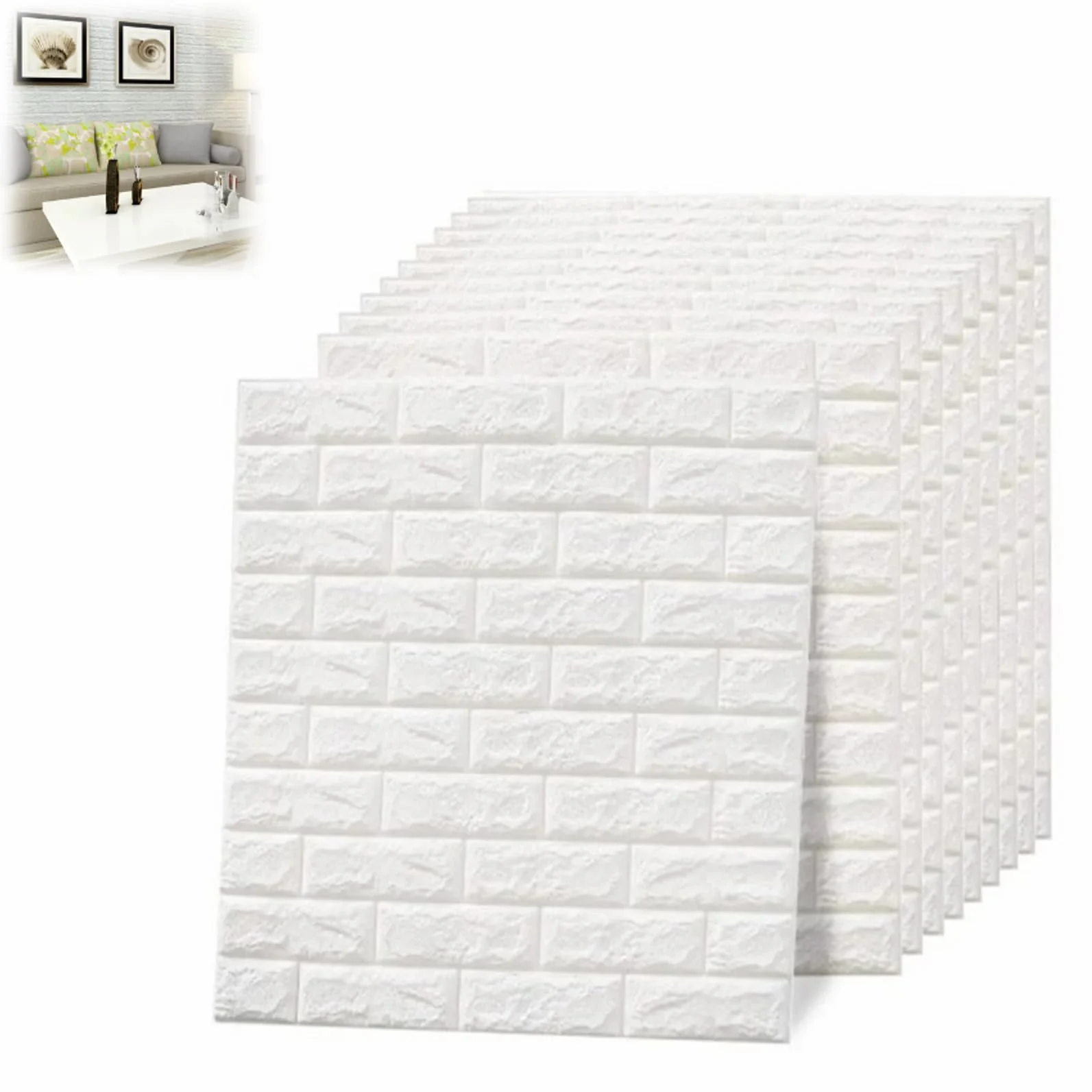 10 sztuk samoprzylepnych paneli ściennych 3D, 350 x 385 mm, tapeta 3D, panele ścienne, "zrób to sam", dekoracyjna tapeta ścienna do kuchni, sypialni, łazienki, salonu, białe