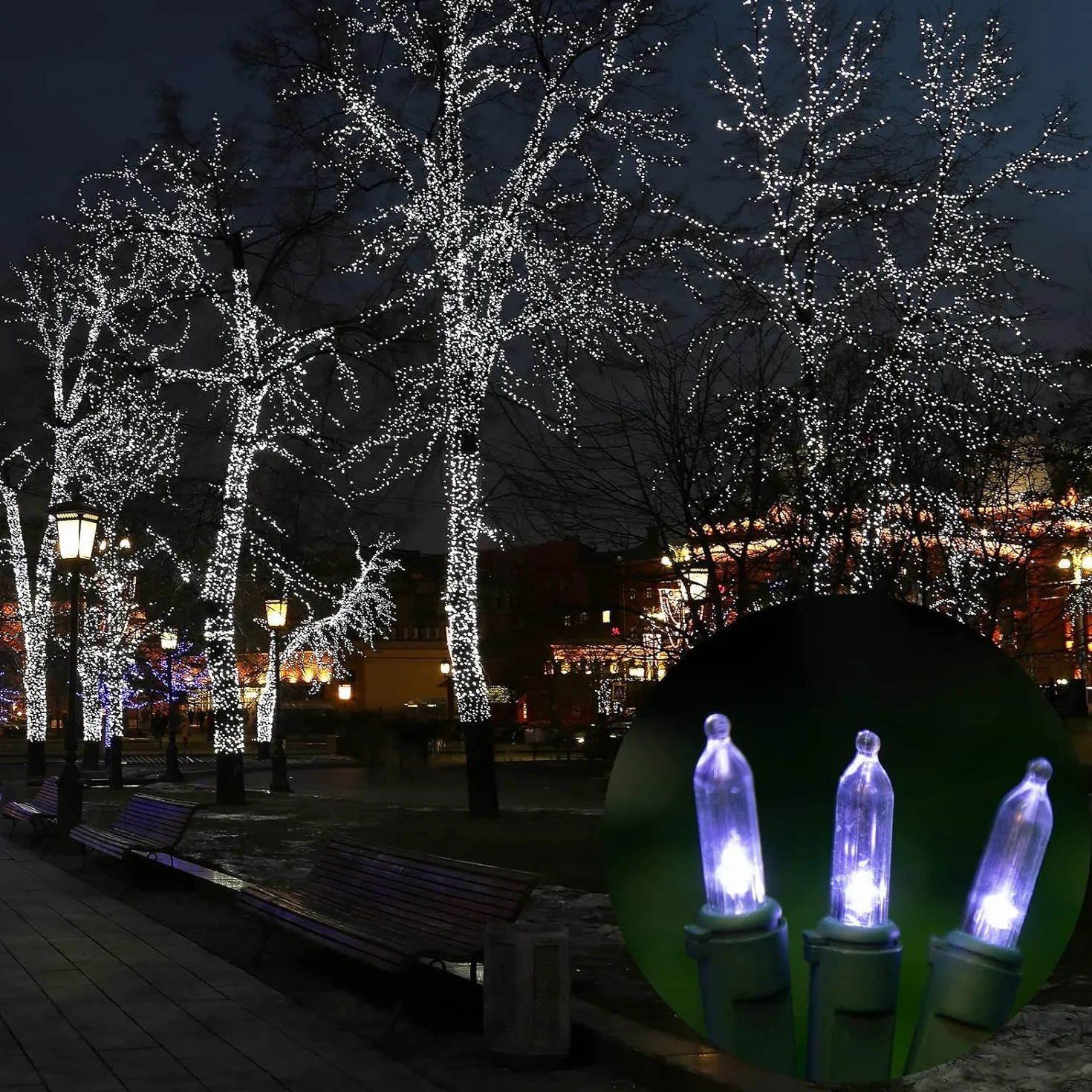Łańcuch świetlny bożonarodzeniowy, 50M 1000Led 8 trybów świecenia, do użytku wewnątrz i na zewnątrz (white1000led)