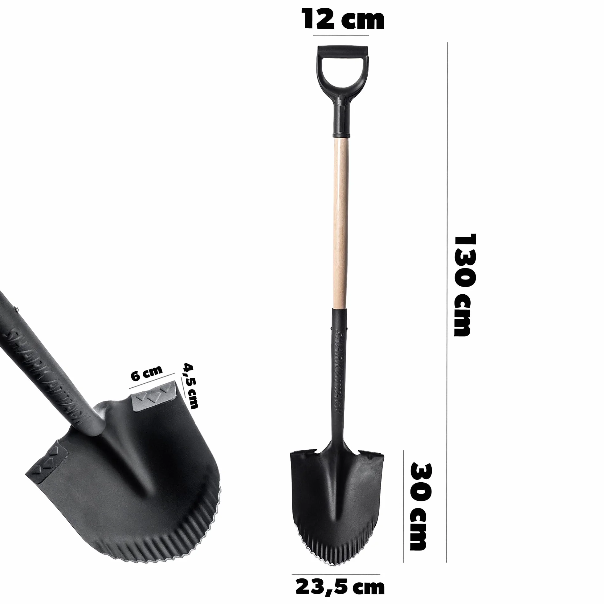 KADAX Szpadel drenażowy spiczasty z uchwytem D 130 x 23,5 cm