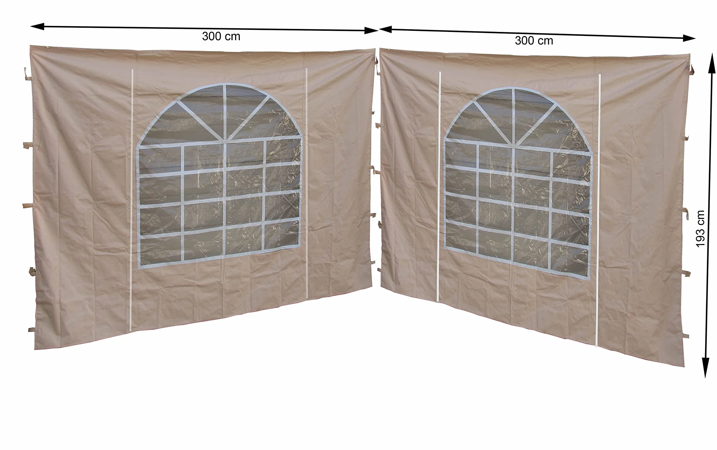QUICK STAR panele boczne z okienkiem PCW 300x193 cm do pawilonu Sahara 3x3 m piaskowy