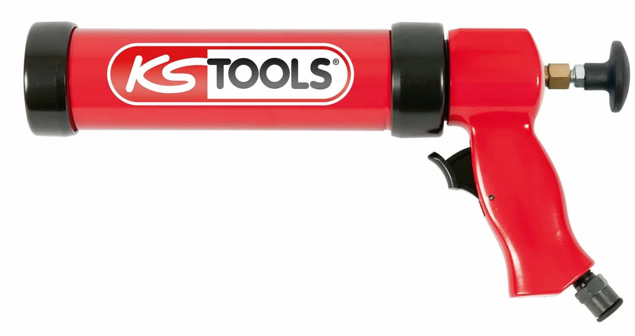 KS Tools 515.3915, czerwony pneumatyczny pistolet silikonowy, 310 ml, z tłok