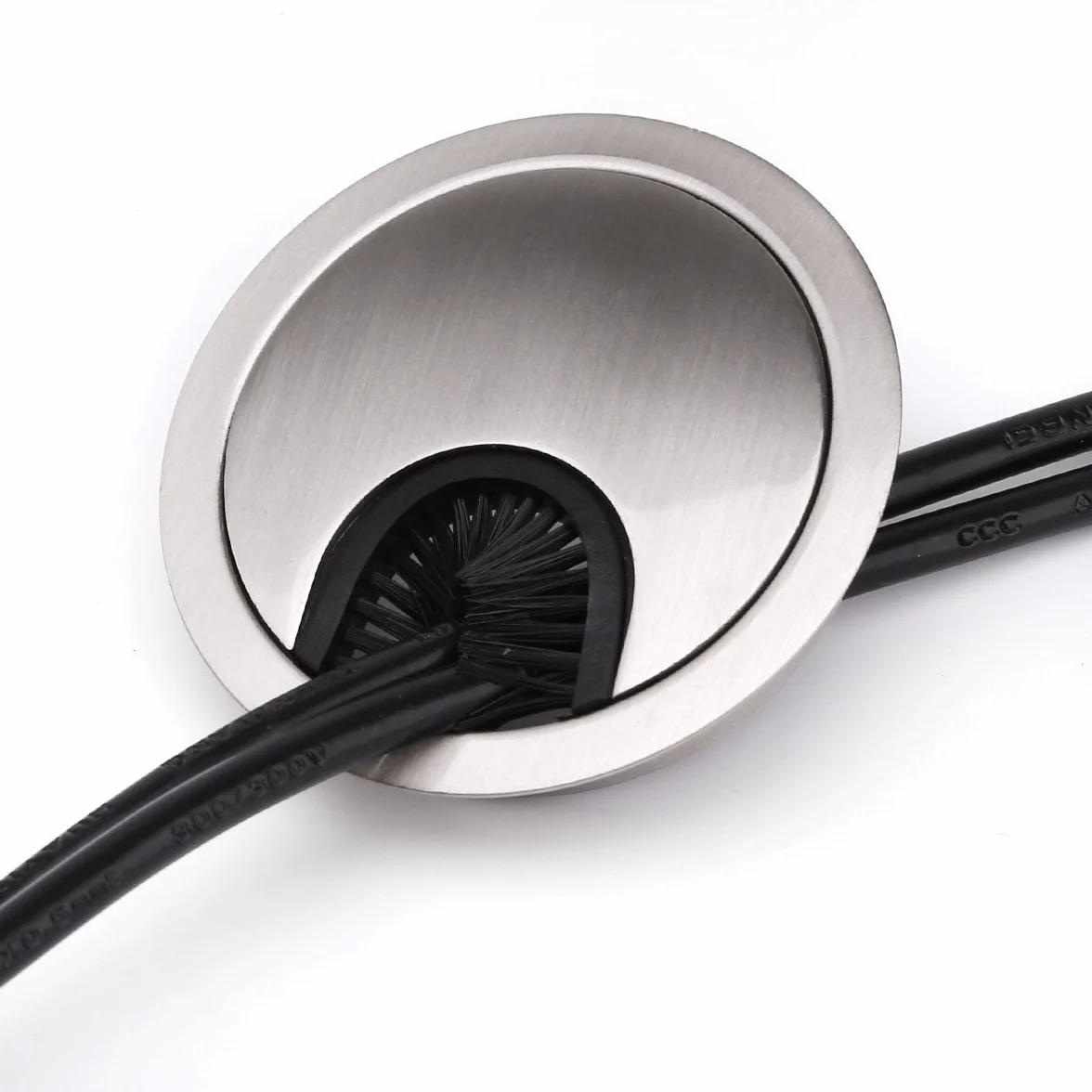 przelotka na biurko Przelotka kablowa na biurko 68 mm metalowa, chromowana, okrągła wkładka z otworem drut do biurka PC, zestaw 4 szt