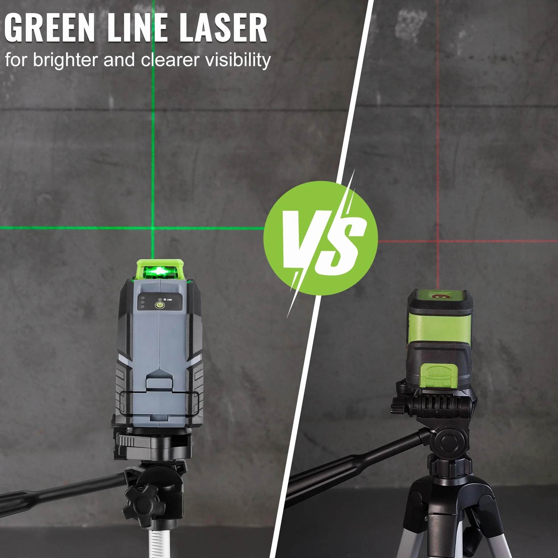 WORKPRO Poziomica Laserowa 360° z Statywem, Zielony Laser Krzyżowy 30 m, Tryb Poziomy/Pionowy/Krzyżowy, Automatyczne Poziomowanie, Idealna Do Placów Budowy