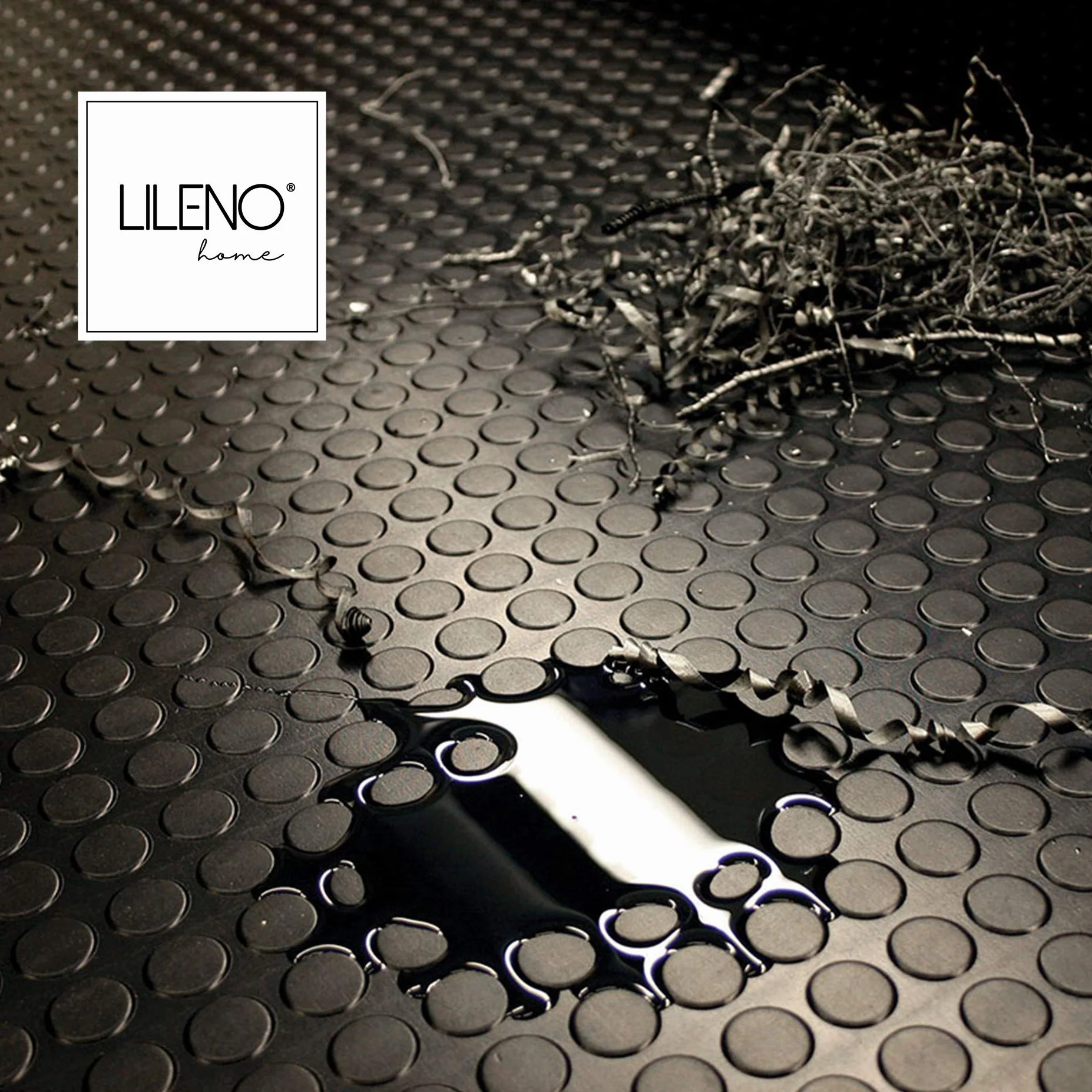 LILENO HOME Mata gumowa z wypustkami (3 mm), towar sprzedawany na metry, 120 x 100 cm jako podłoga warsztatowa, mata antypoślizgowa, nakładka na stół warsztatowy i mata podłogowa, do piwnicy, przyczepy, garażu