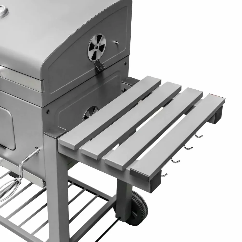 Mega-M Grill ogrodowy węglowy 56x42 cm ruszt żeliwny regulacja paleniska termometr
