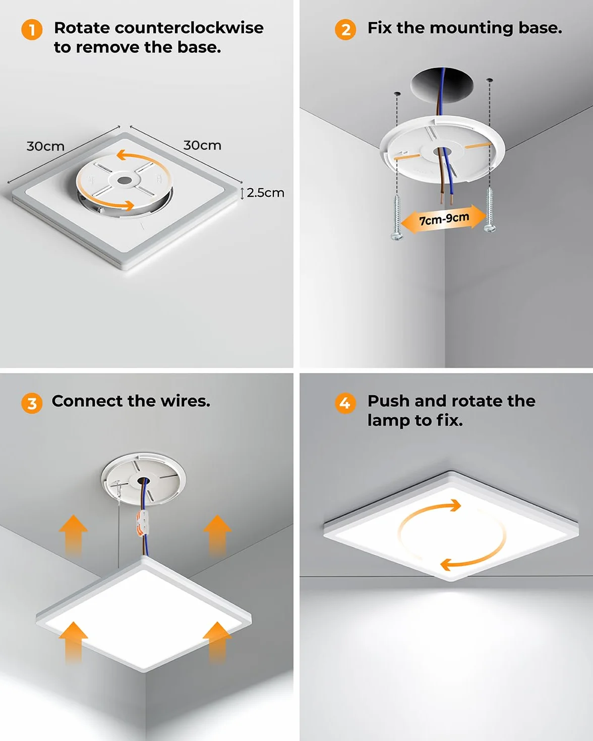 BLNAN Płaska Lampka Sufitowa LED z Światłem Nocym 2000K, 24W Lampka Sufitowa Ciepła Białe Neutralne Białe Zimne 3000K/4000K/5000K, 2400LM Panel Świetlny do Przedpokoju Sypialnia Salon Kuchnia, 30CM