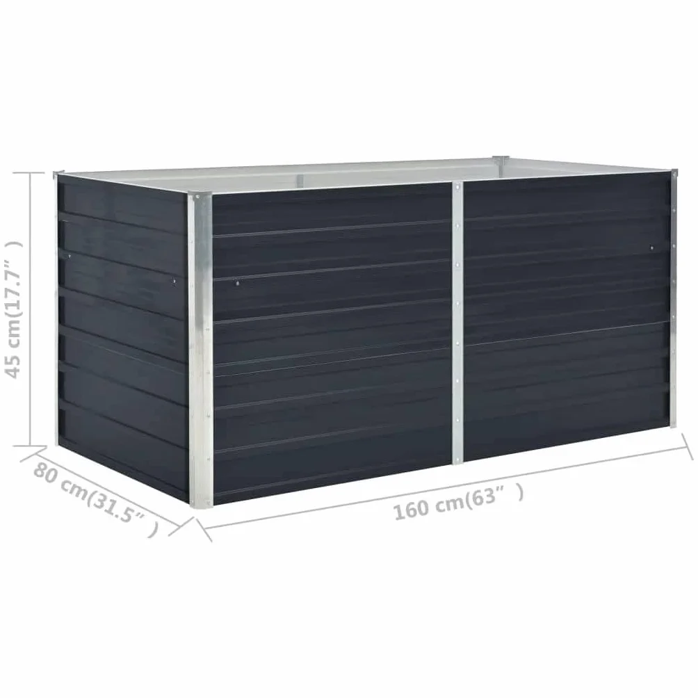 vidaXL Donica do podniesionej grządki, 160x80x45 cm, stal, antracytowa