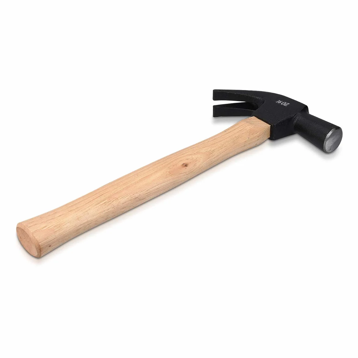 Navaris Młotek pazurowy z drewnianym trzonkiem Hickory – długość trzonka 33 cm – 450 g – głowica młotka ze stali nierdzewnej, drewniany trzonek – młotek z wyciąganiem do paznokci