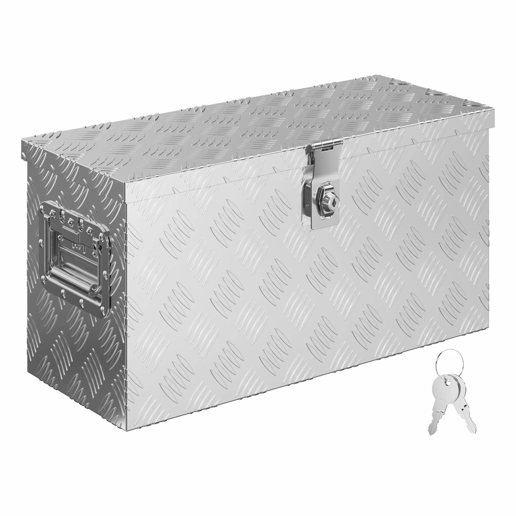 XPOtool Aluminiowa skrzynka na narzędzia o wymiarach 60 x 25 x 30 cm zamykana, z zamkiem i 2 kluczami, uchwyty po bokach