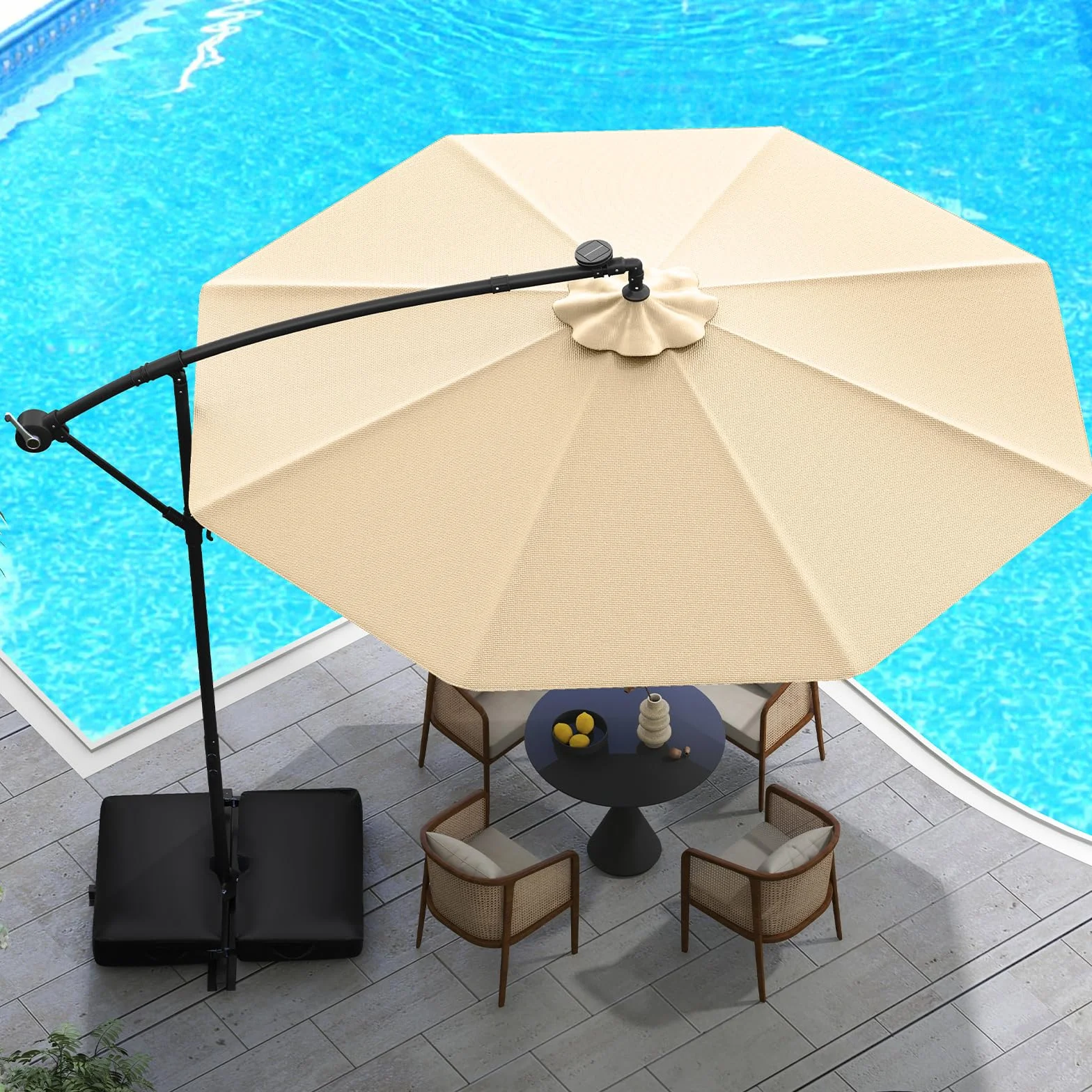 COSTWAY Parasol ogrodowy z diodami LED 300 cm UV