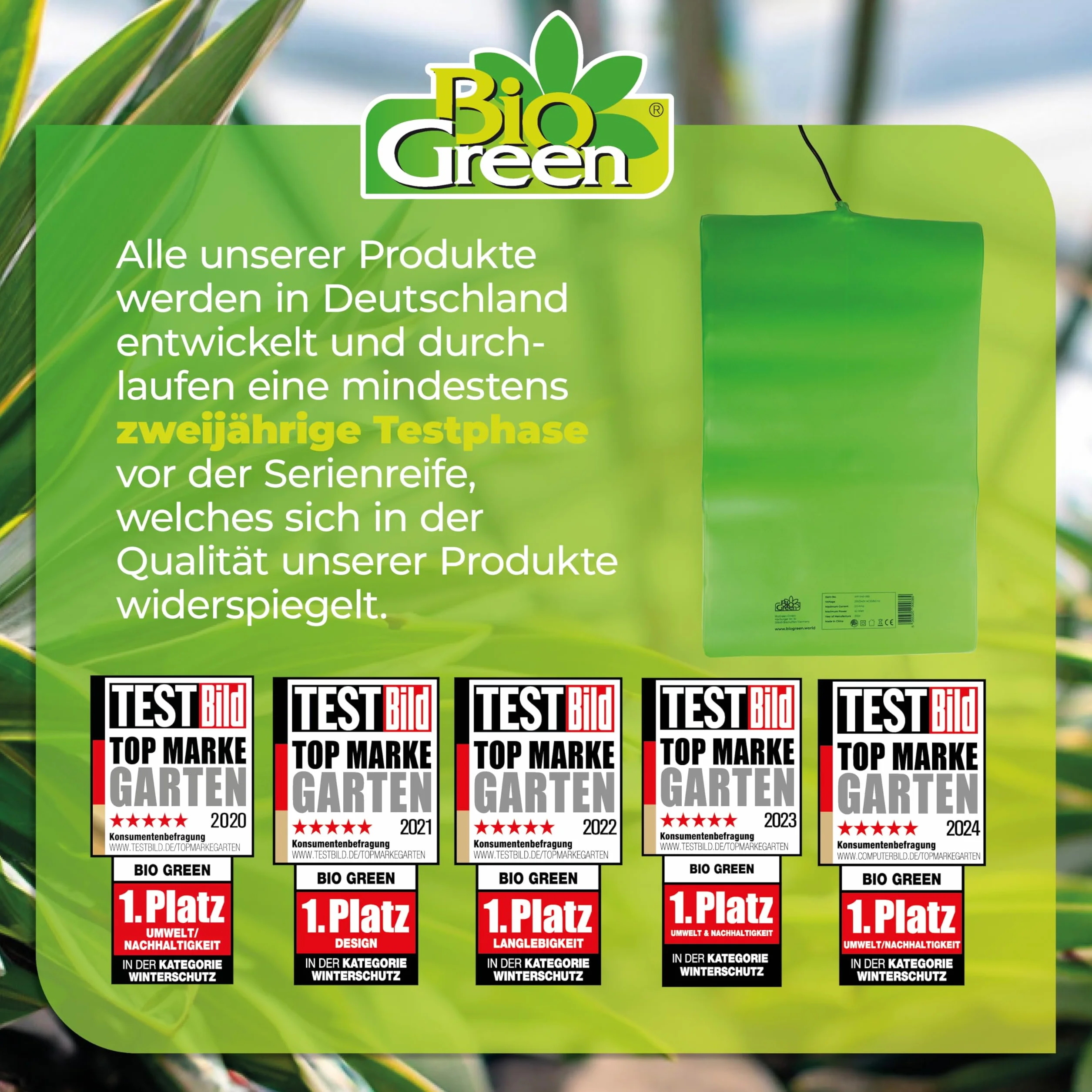 BioGreen mata grzewcza do uprawy roślin, 40 x 65 cm, 42 W, wodoszczelna płyta grzewcza, Turbo do kiełkowania i sadzonek