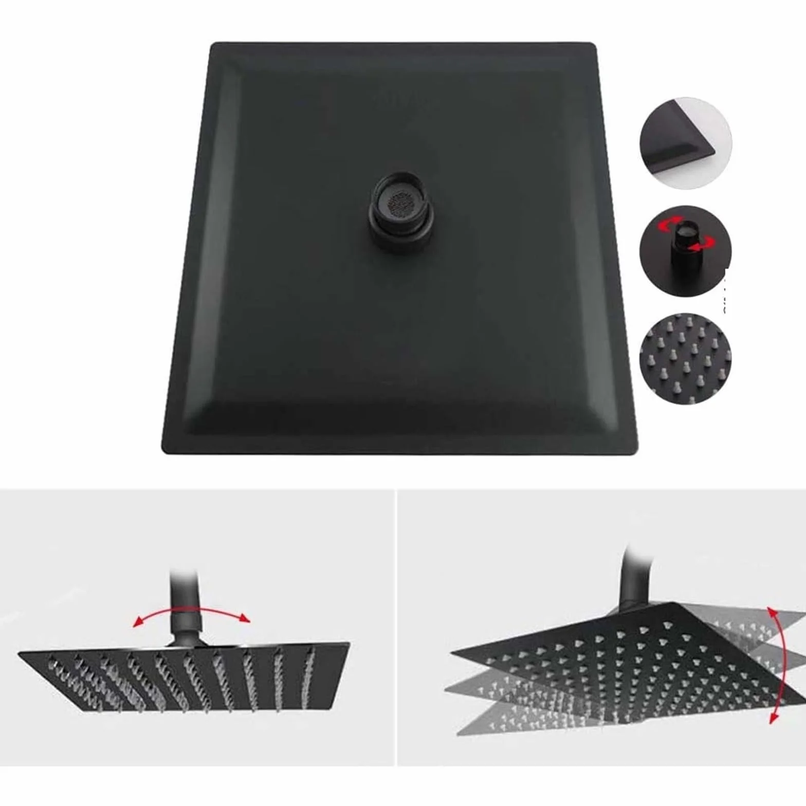Matowa czarna 30 cm deszczownica głowica prysznicowa ze stali nierdzewnej głowica prysznicowa montowana na ścianie mosiężne ramię prysznicowe 150 cm wąż ultracienka konstrukcja dla luksusowego spa