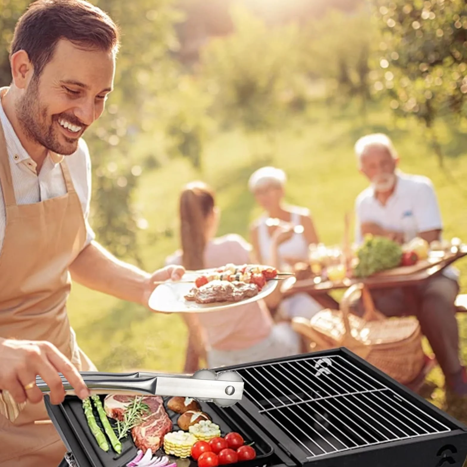 barbecue szczypce do kiełbasy, szczypce do grilla, stal nierdzewna, szczypce kuchenne (styl 2)