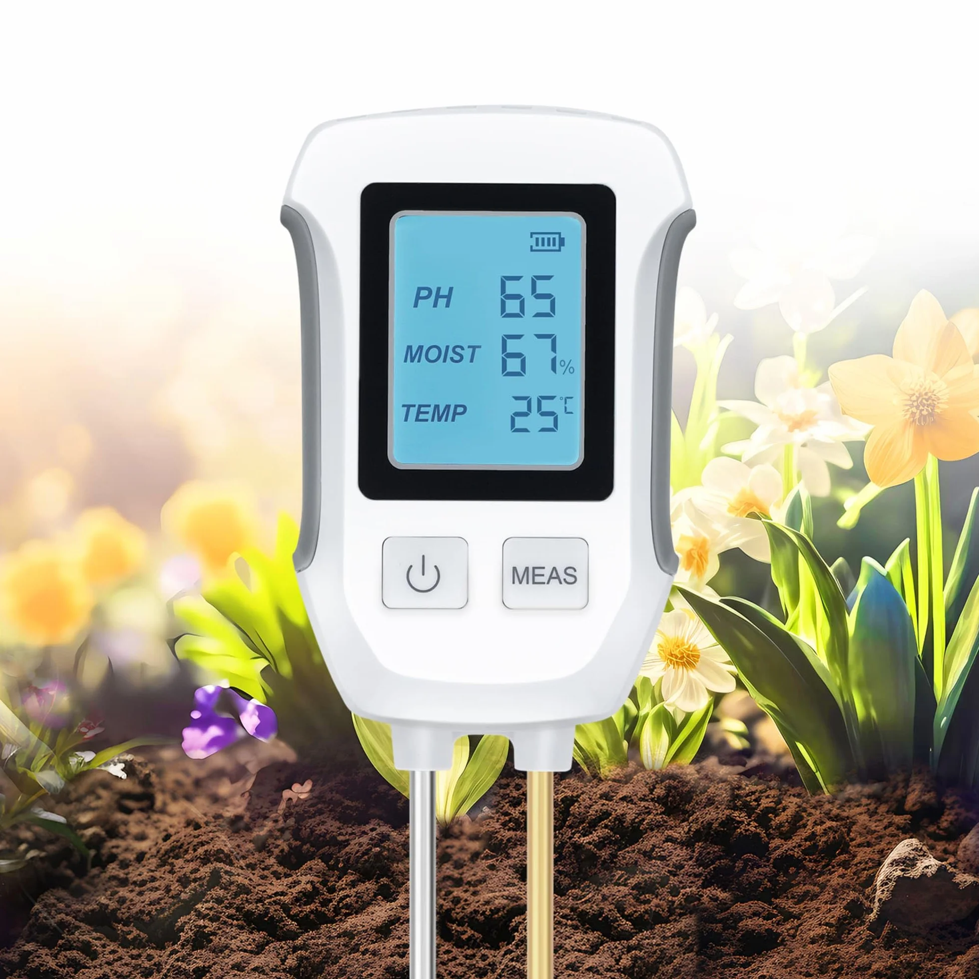 Cyfrowy miernik gleby 3 w 1 pH wilgotność termometr LCD do ogrodu