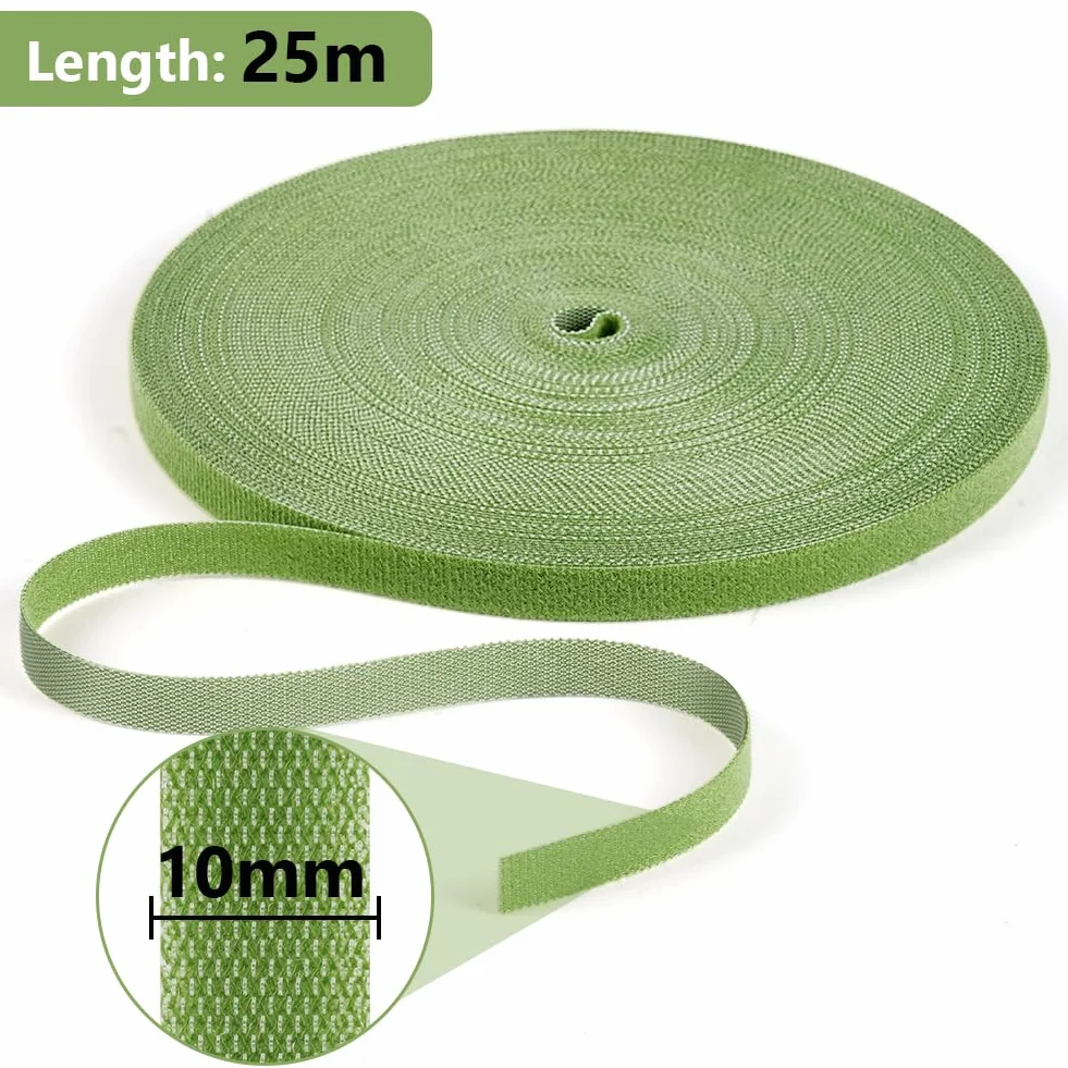 Taśma klejąca do roślin z rzepem 25 m zielona 10 mm dwustronna samoprzylepna