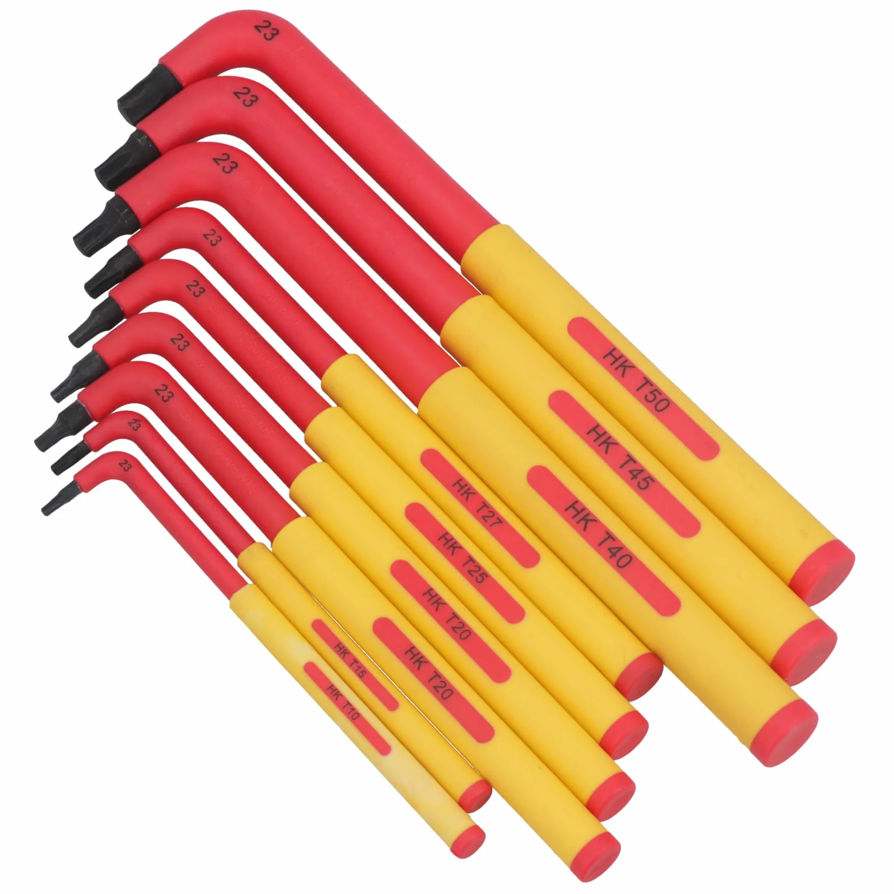 VDE Izolowane bardzo długie klucze Torx Star T10 - T50 9 szt. Ochrona do 1000 V