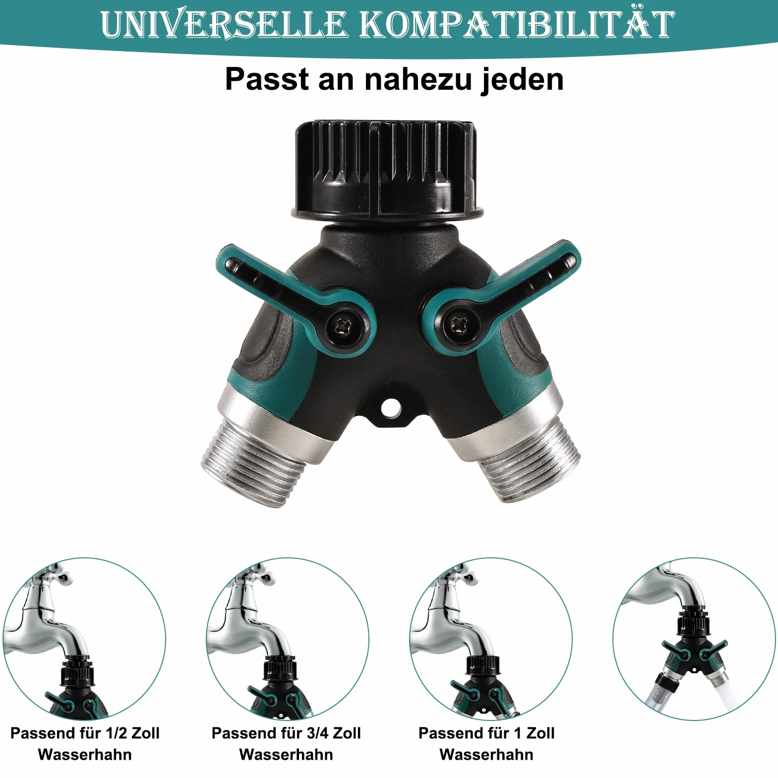 Rozdzielacz wody 2-drożny z kranami odcinającymi 1/2", 3/4", 1 cal