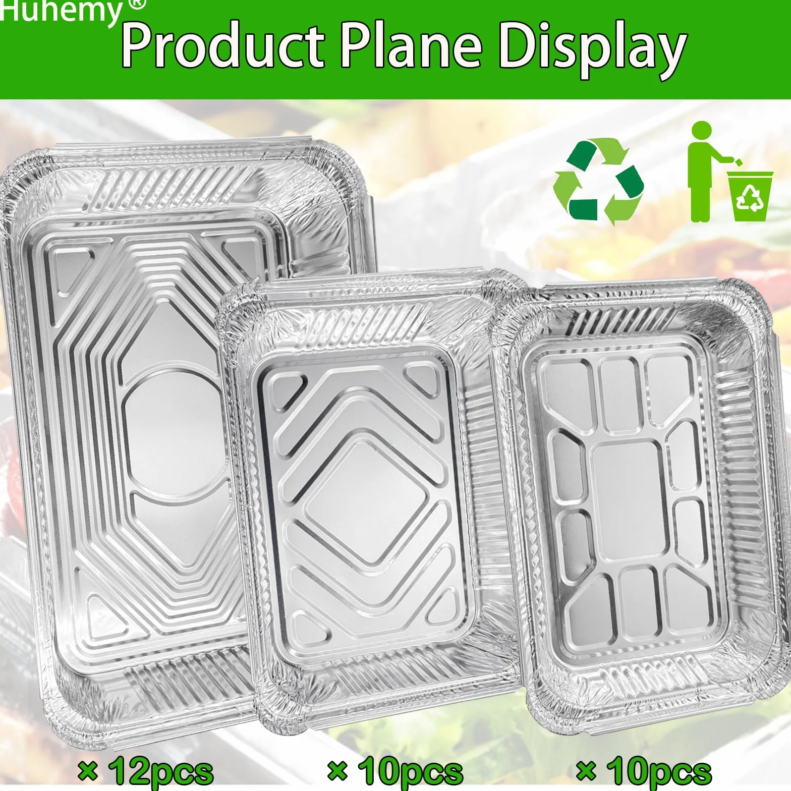 Aluminiowe miski do grilla 32 sztuki 2200/1100/700 ml z pokrywką
