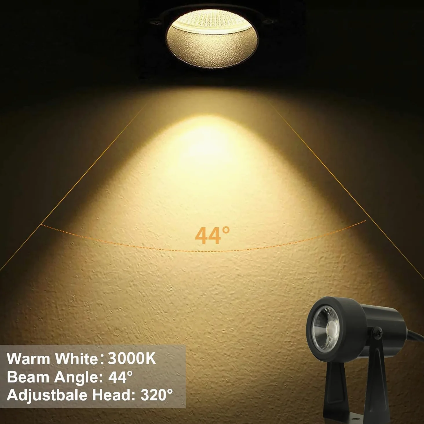 Bomcosy Lampa punktowa 14M 3000K IP65, oświetlenie ogrodowe ciepła biel