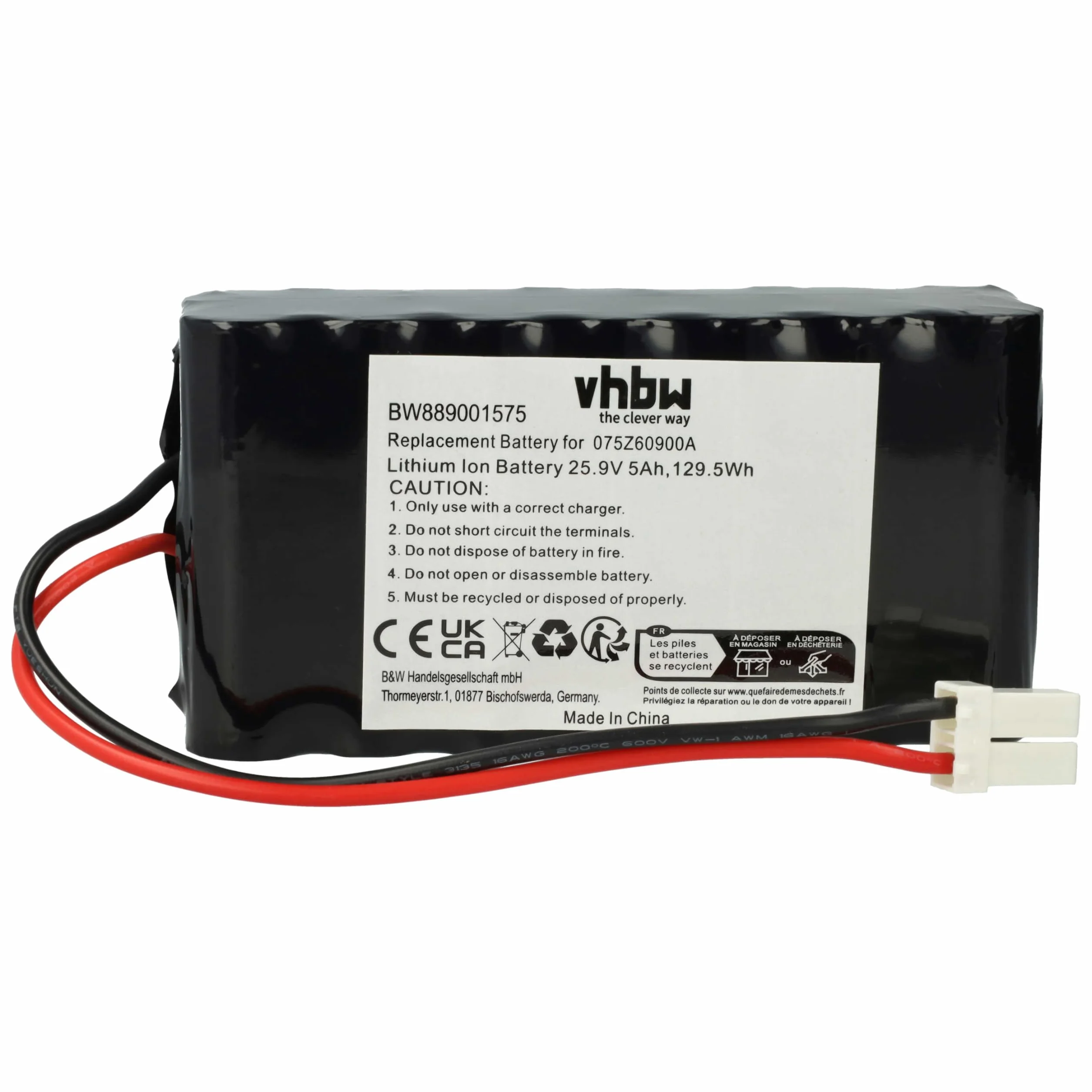 vhbw Zamiennik akumulatora do Ambrogio 050Z36600A, 050Z38600A, 075Z60900A do kosiarek (5000 mAh, 25,9 V, litowo-jonowy)