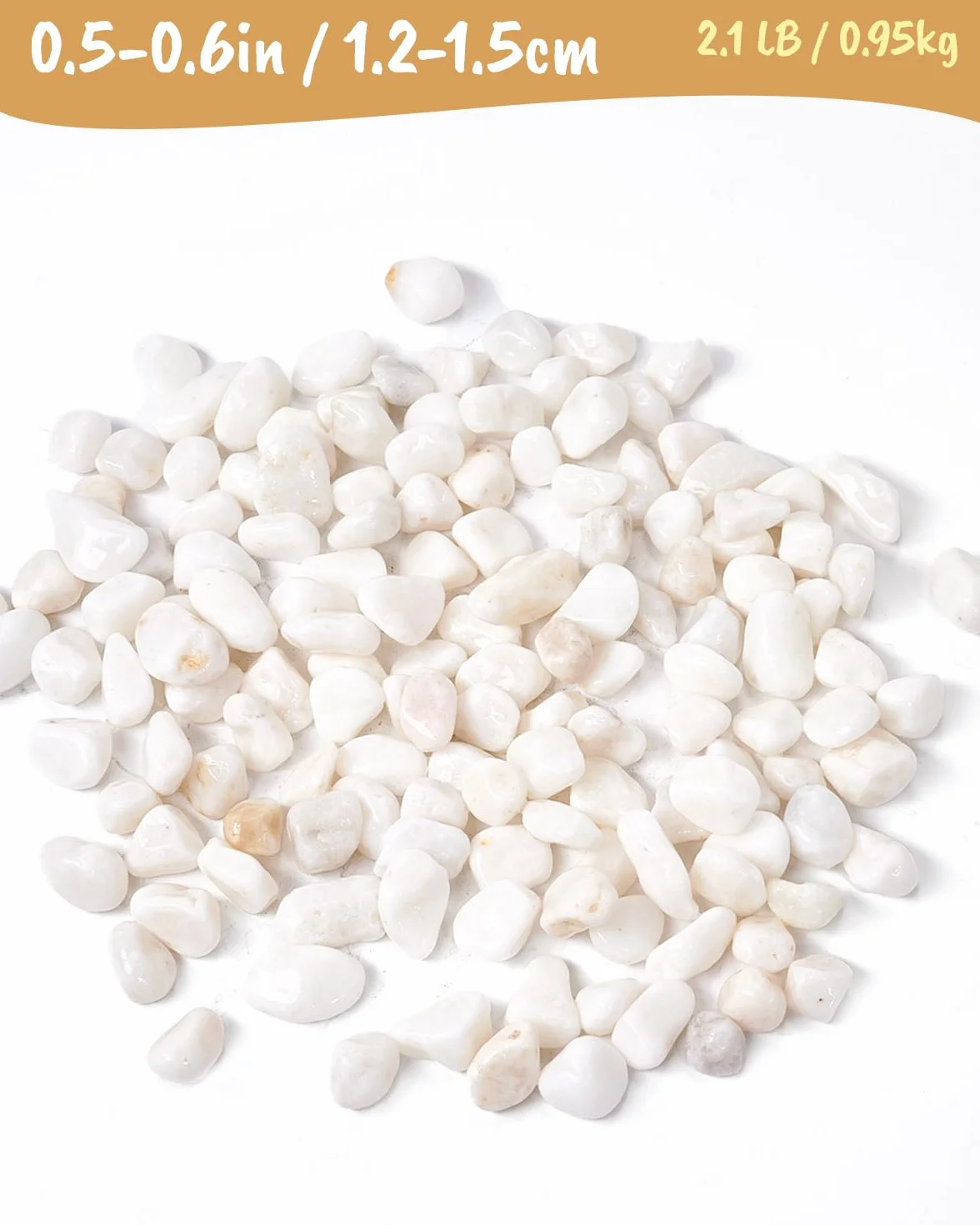 Białe kamienie dekoracyjne 0,95 kg 1,2-1,5 cm polerowane do ogrodu