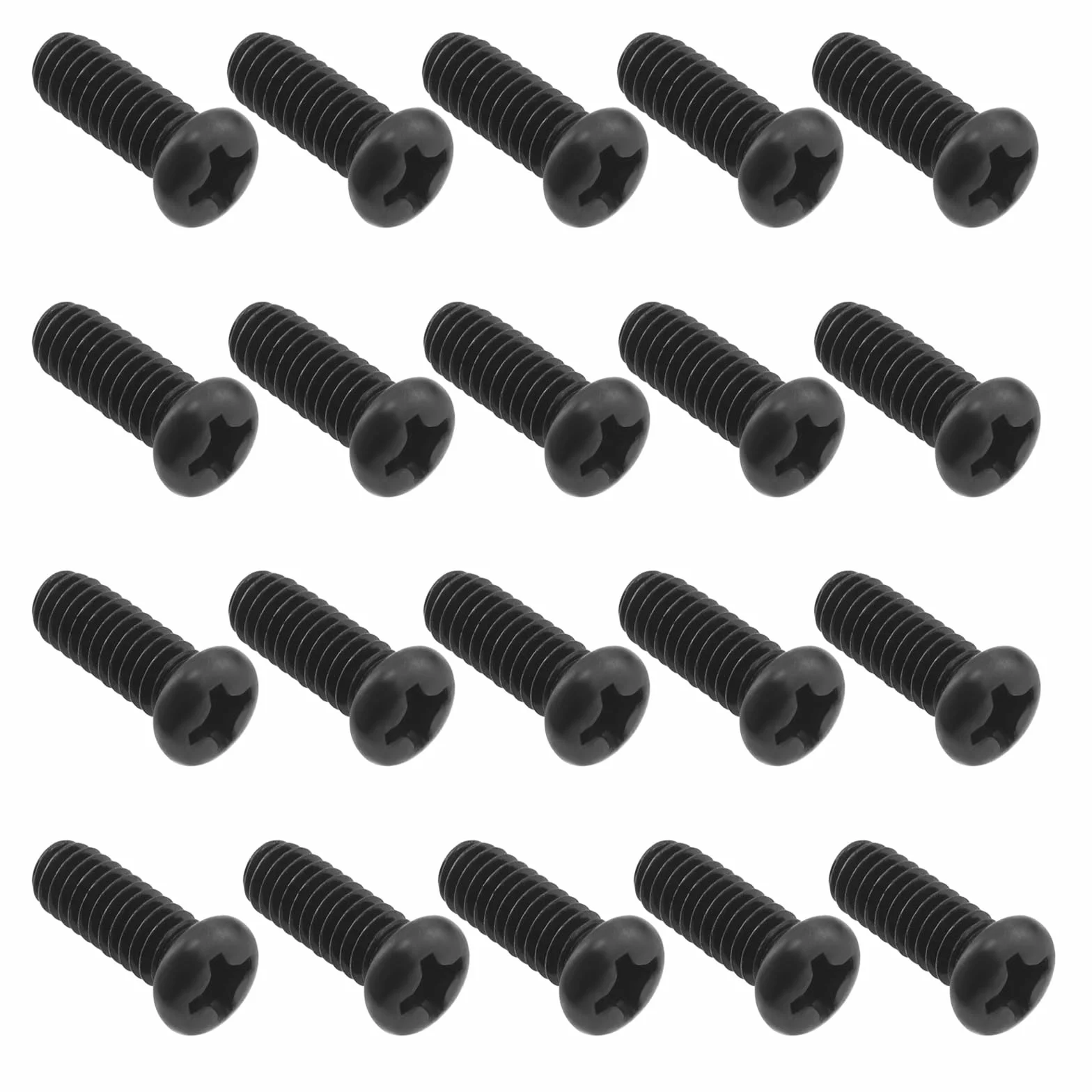 EMSea Śruby mocujące krzyżowe z okrągłym łbem M4 x 10 mm, czarna śruba mocująca krzyżowa z zębami maszynowymi do dzwonków wideo, urządzeń przemysłowych, instalacji ściennych