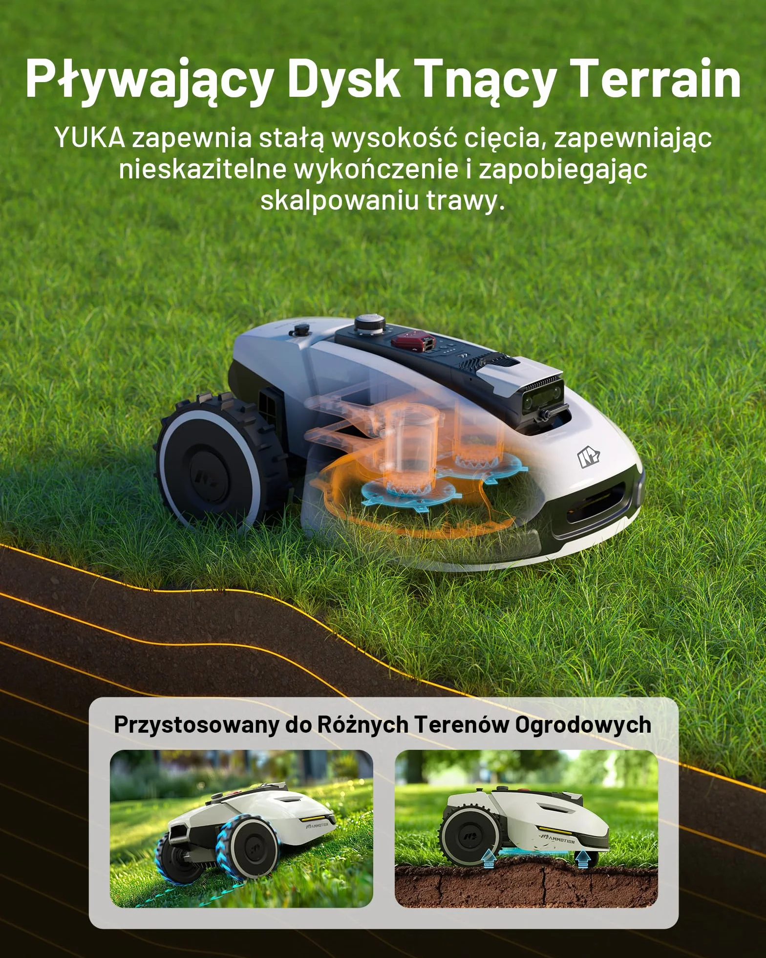 Mammotion YUKA 2000 Kosiarka Automatyczna 2000㎡ 45% UltraSense AI Vision 20-90mm 320mm