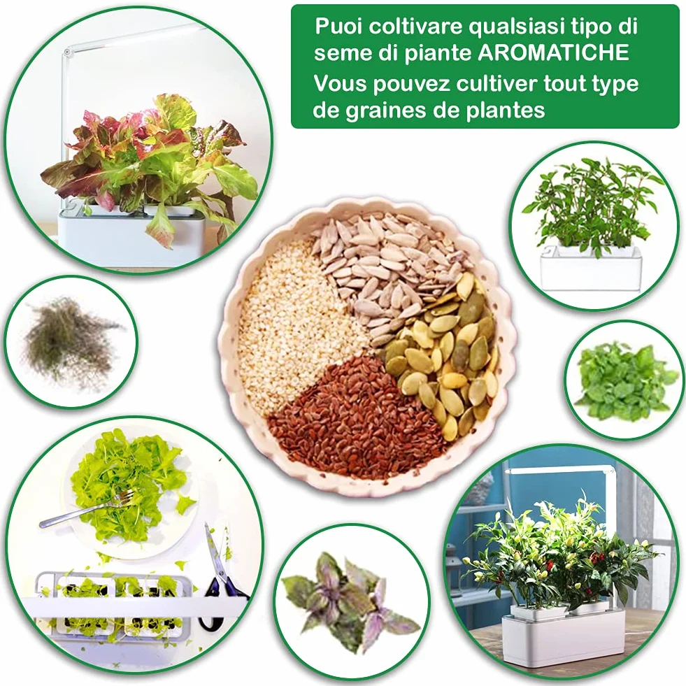 Clizia Smart Garden hydroponiczny system uprawy z lampą LED automatyczny timer zestaw do kiełkowania biały