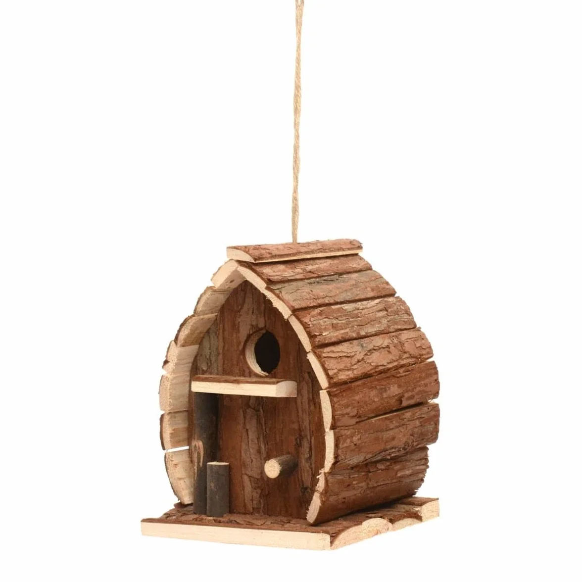CKB LTD Drewniany domek dla ptaków, rustykalny, naturalny i odporny na warunki atmosferyczne, idealny do ogrodu, na zewnątrz, na drzewo lub balkon