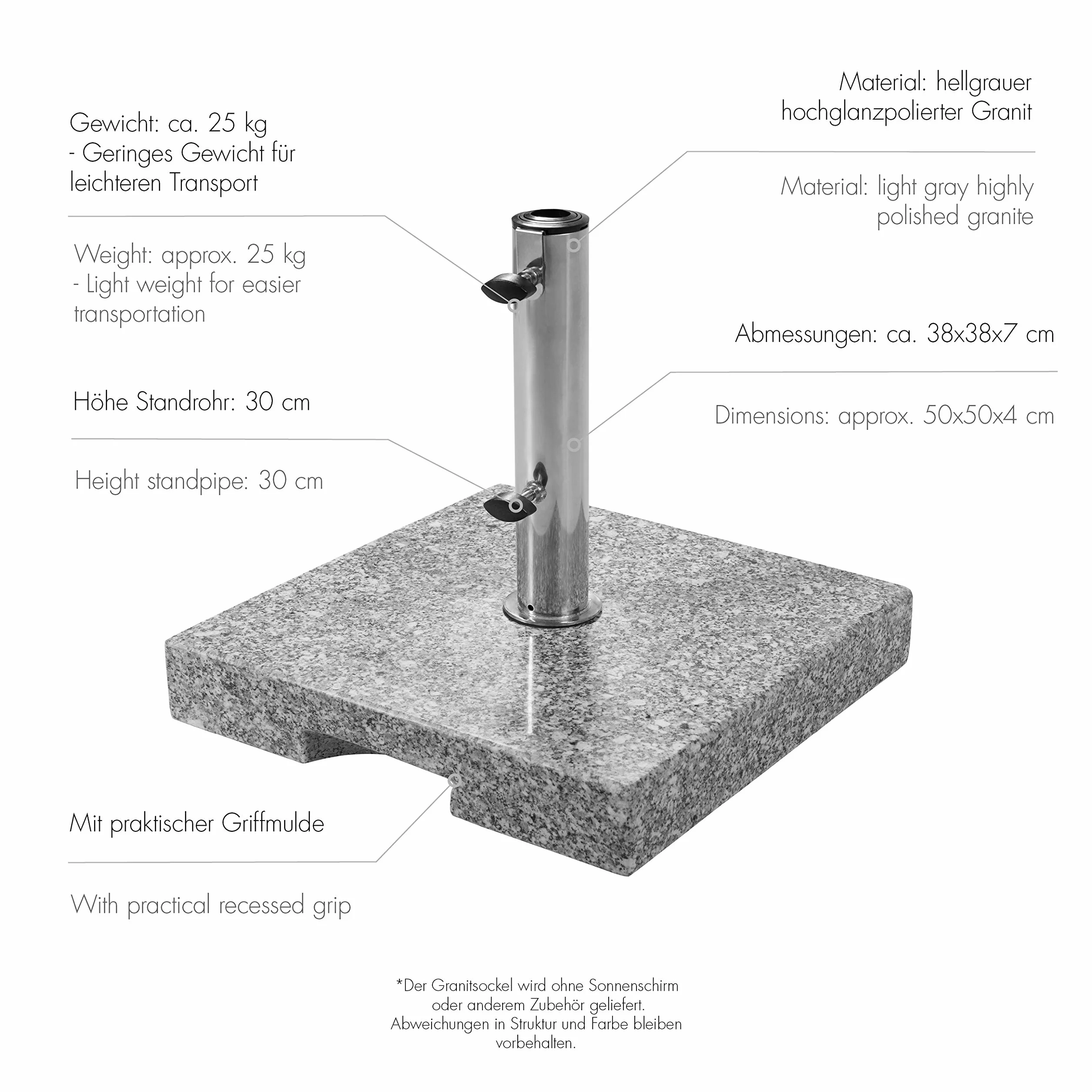 Doppler Granitowy Cokół, Szary, 25 kg