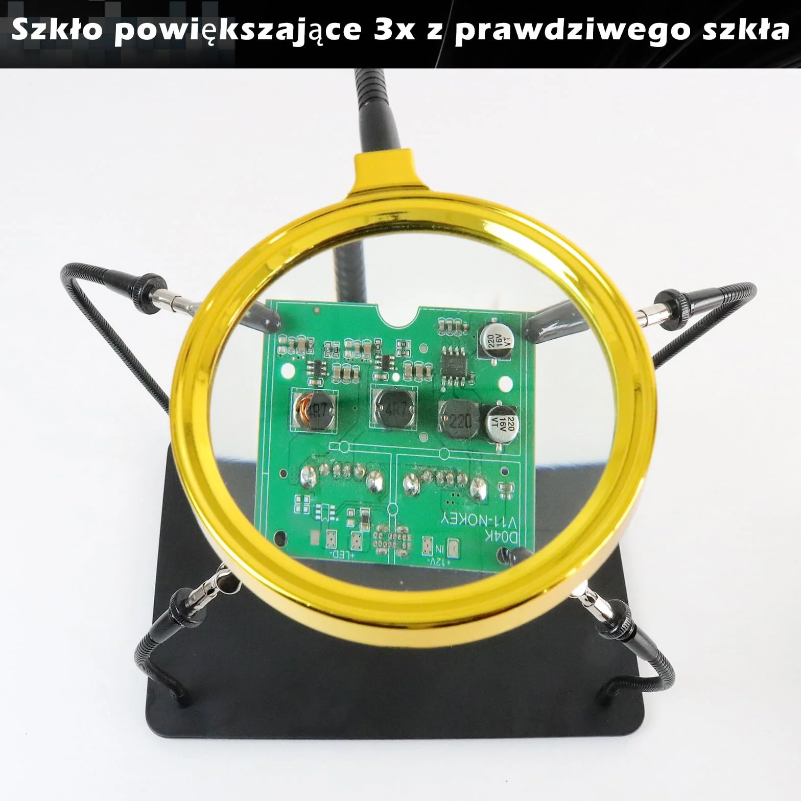 Trzecia Ręka do Lutowania 3x Lupa, Akcesoria do Modelarstwa, tonhui Lut-Uchwyt Płytki Drukowanych Narzędzie, Cztery Ramiona Trzecia Ręka Rękodzieło Biżuteria Hobby Warsztat Stacja Pomocy