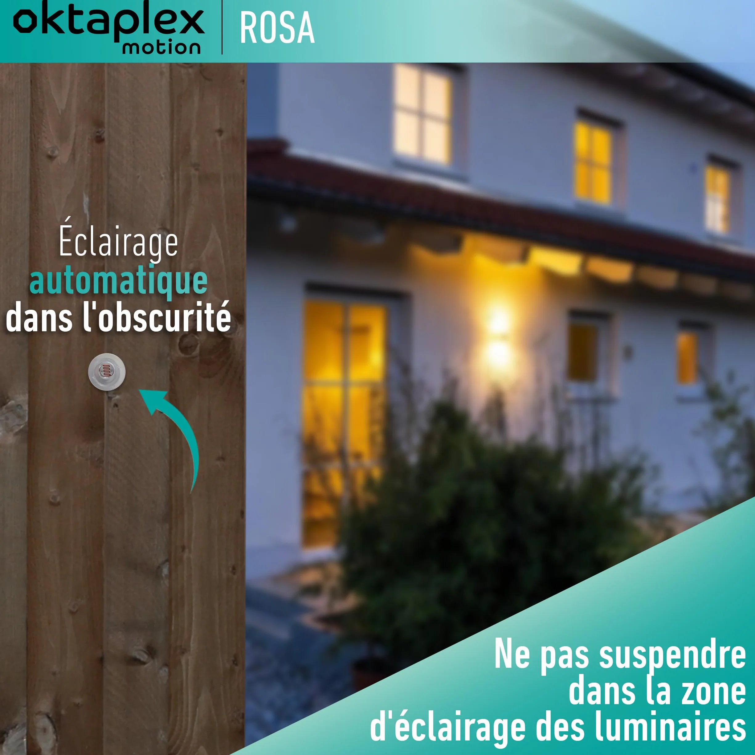 Oktaplex Rosa mini wbudowany przełącznik zmierzchowy czujnik zmierzchu zewnętrzny i wewnętrzny IP65 230 V biały