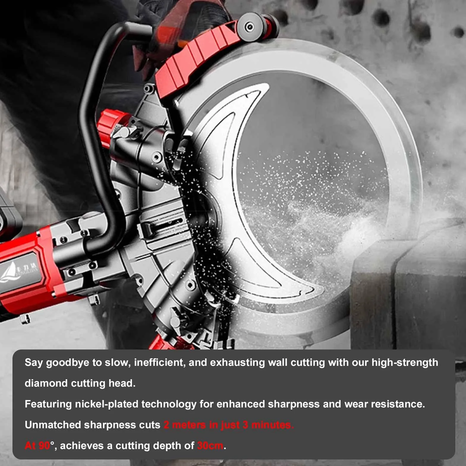 Piła tarczowa do betonu, maszyna do cięcia ścian, 3000 obr./min, elektryczna tarcza tnąca, piła do betonu, w zestawie tarcza diamentowa do prac budowlanych i renowacji