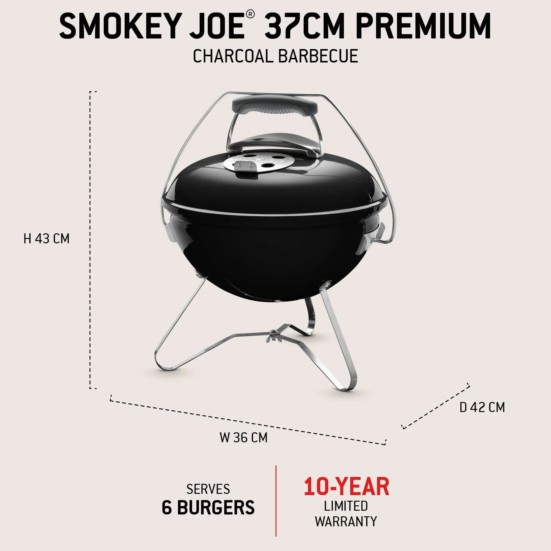 Weber Smokey Joe Premium Grill węglowy 37 cm przenośny BBQ czarny